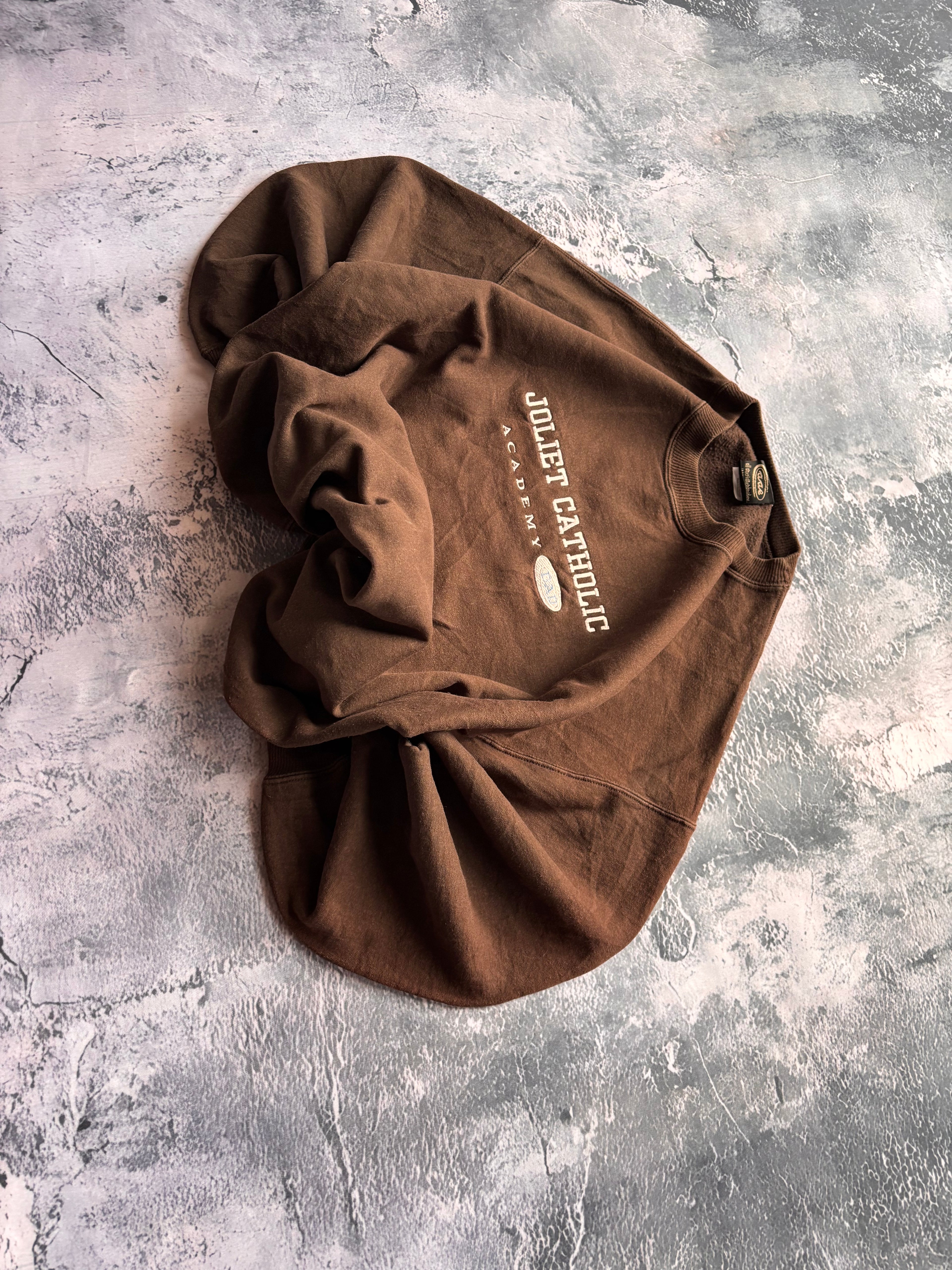 Bluza crewneck oversize boxy w stylu vintage oldschool retro 90s american college brown