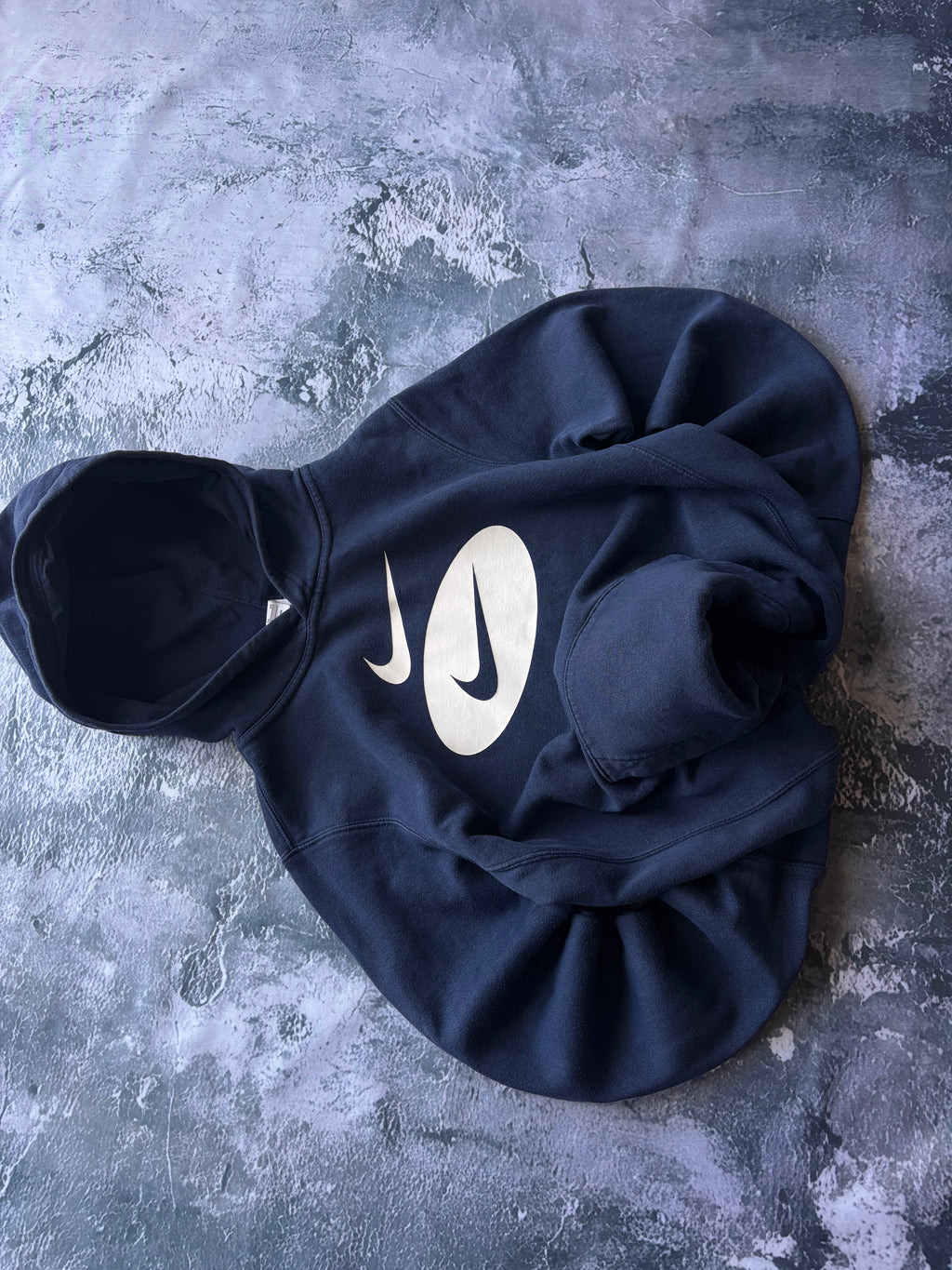 Bluza hoodie nike granatowa prosty krój vintage retro 200s big logo