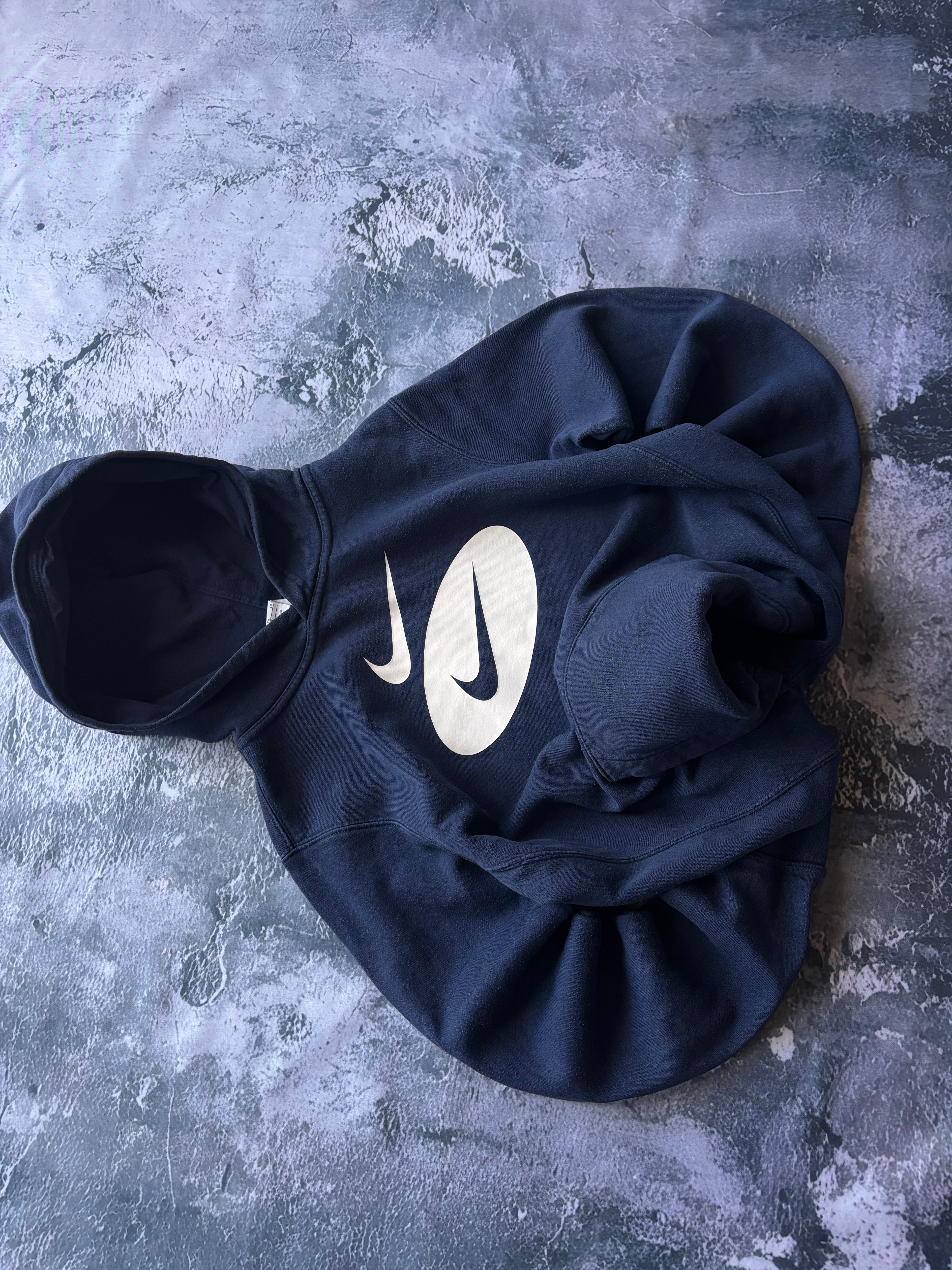 Bluza hoodie nike granatowa prosty krój vintage retro 200s big logo