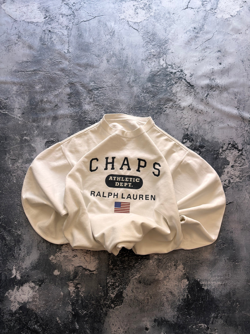 bluza crewneck Ralph Lauren biała oversize CHAPS USA