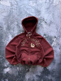bluza zip hoodie ABERCROMBIE burgundowa retro