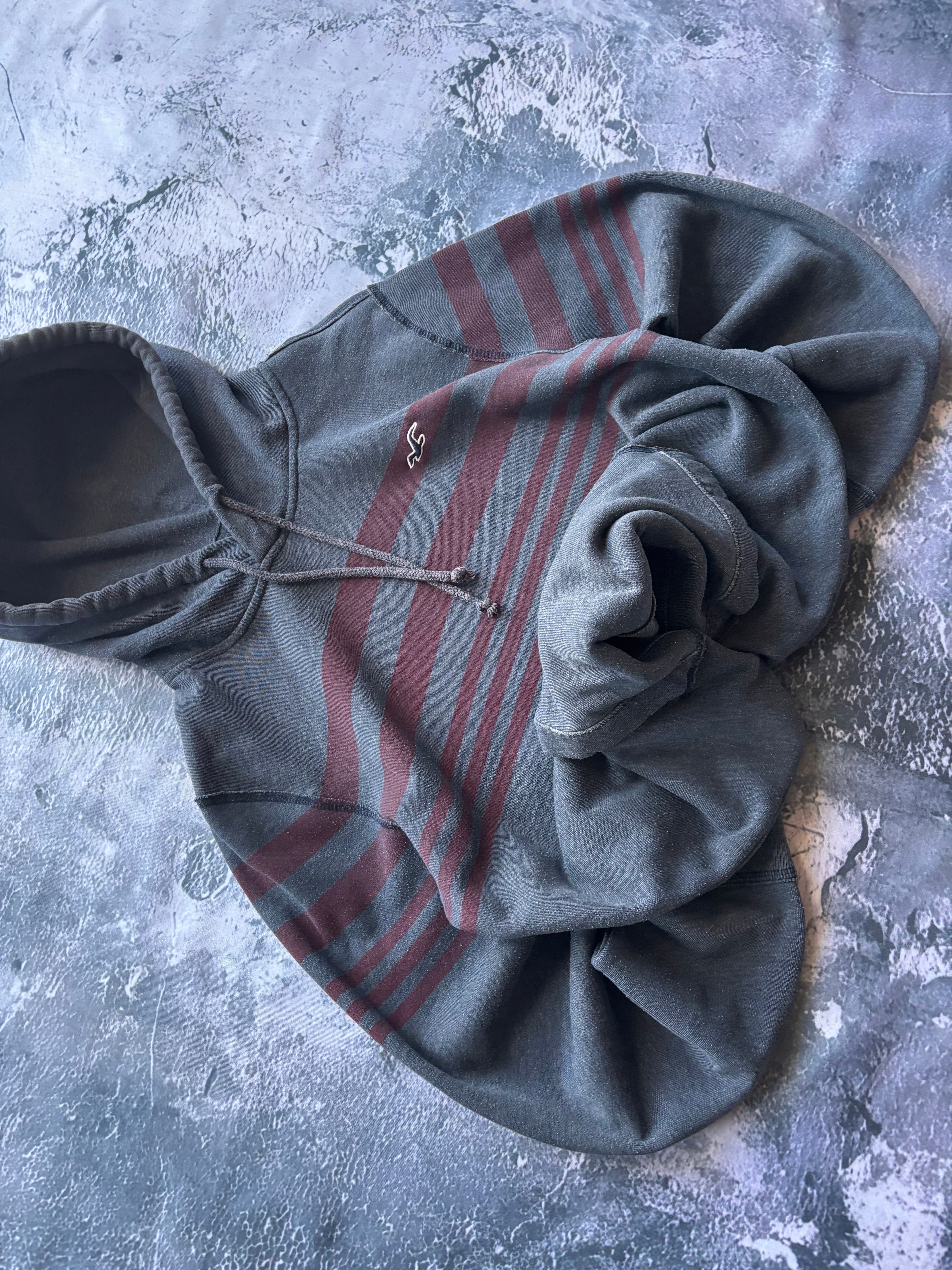 bluza hoodie szara vintage burgundowa HOLLISTER retro american usa w paski
