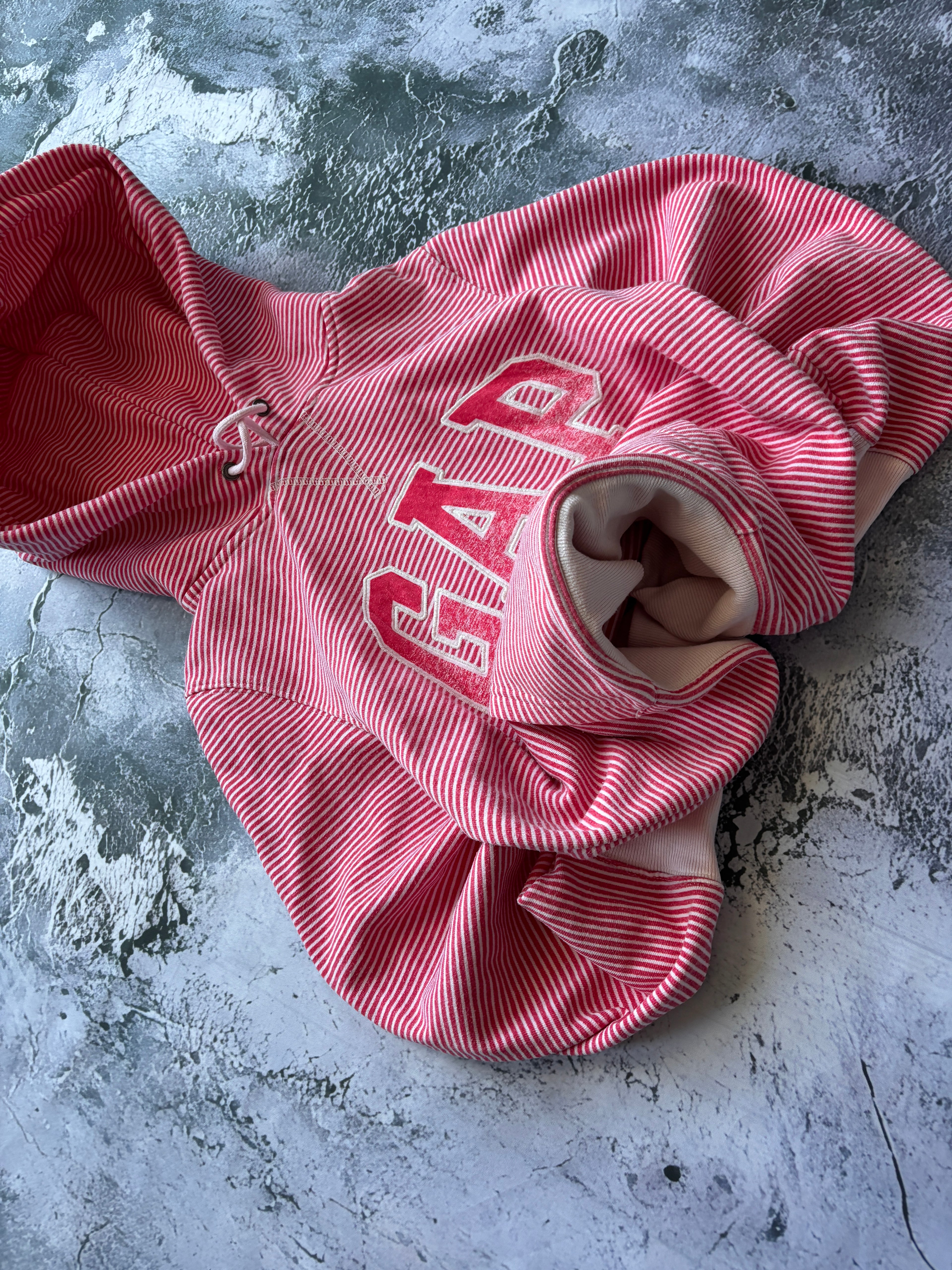 BLUZA HOODIE GAP W PASKI PINK PROSTY KRÓJ