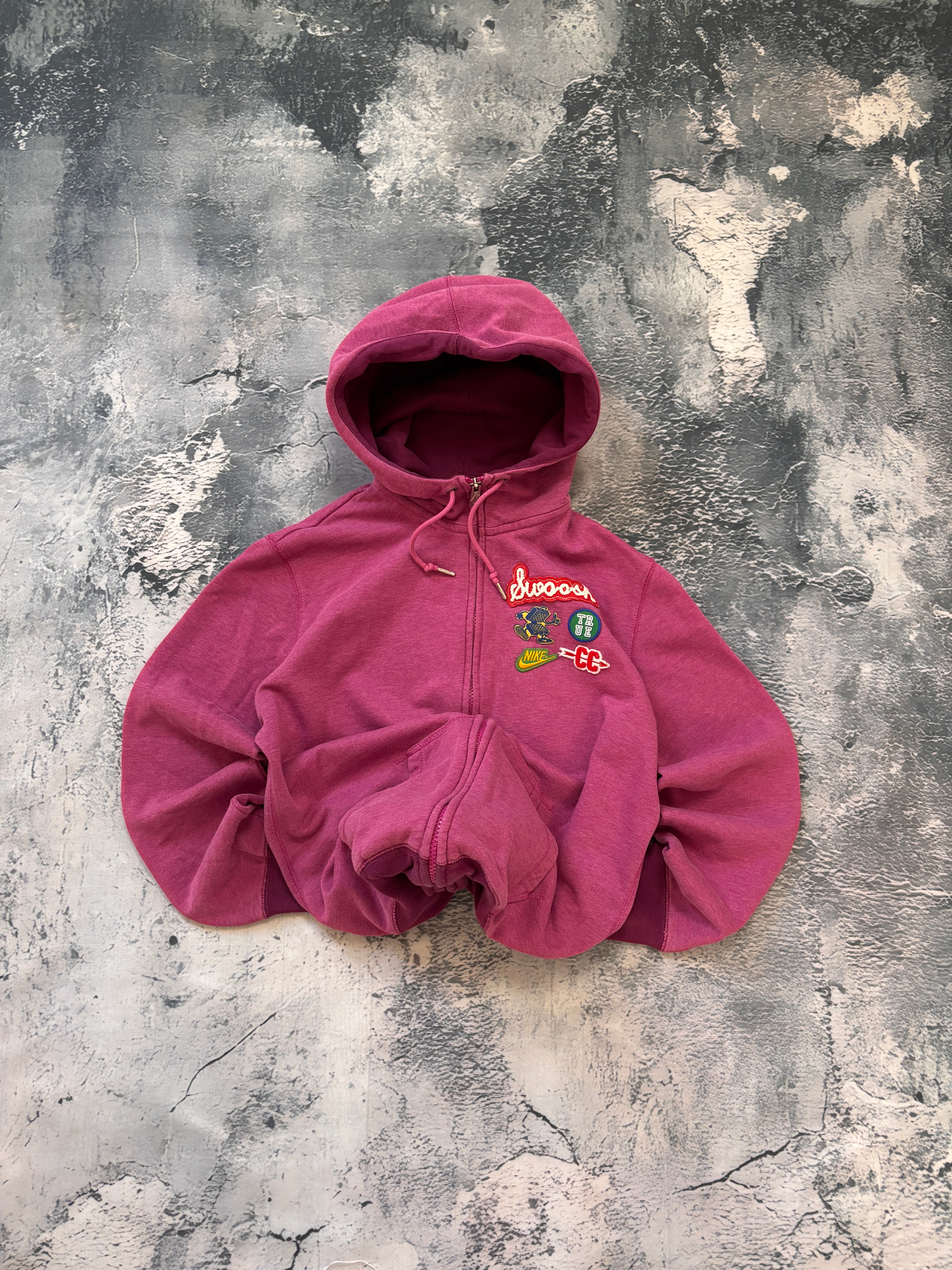 Bluza zip hoodie różowa hafty nike oversize retro vintage
