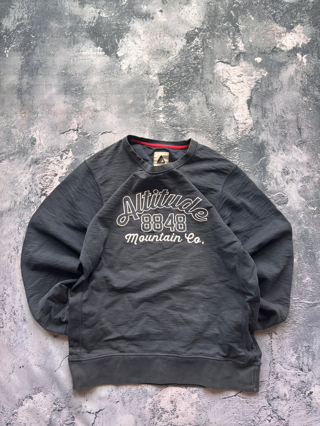BLUZA HOODIE EFEKT SPRANIA HAFT UNIKAT GRANAT  BAGGY