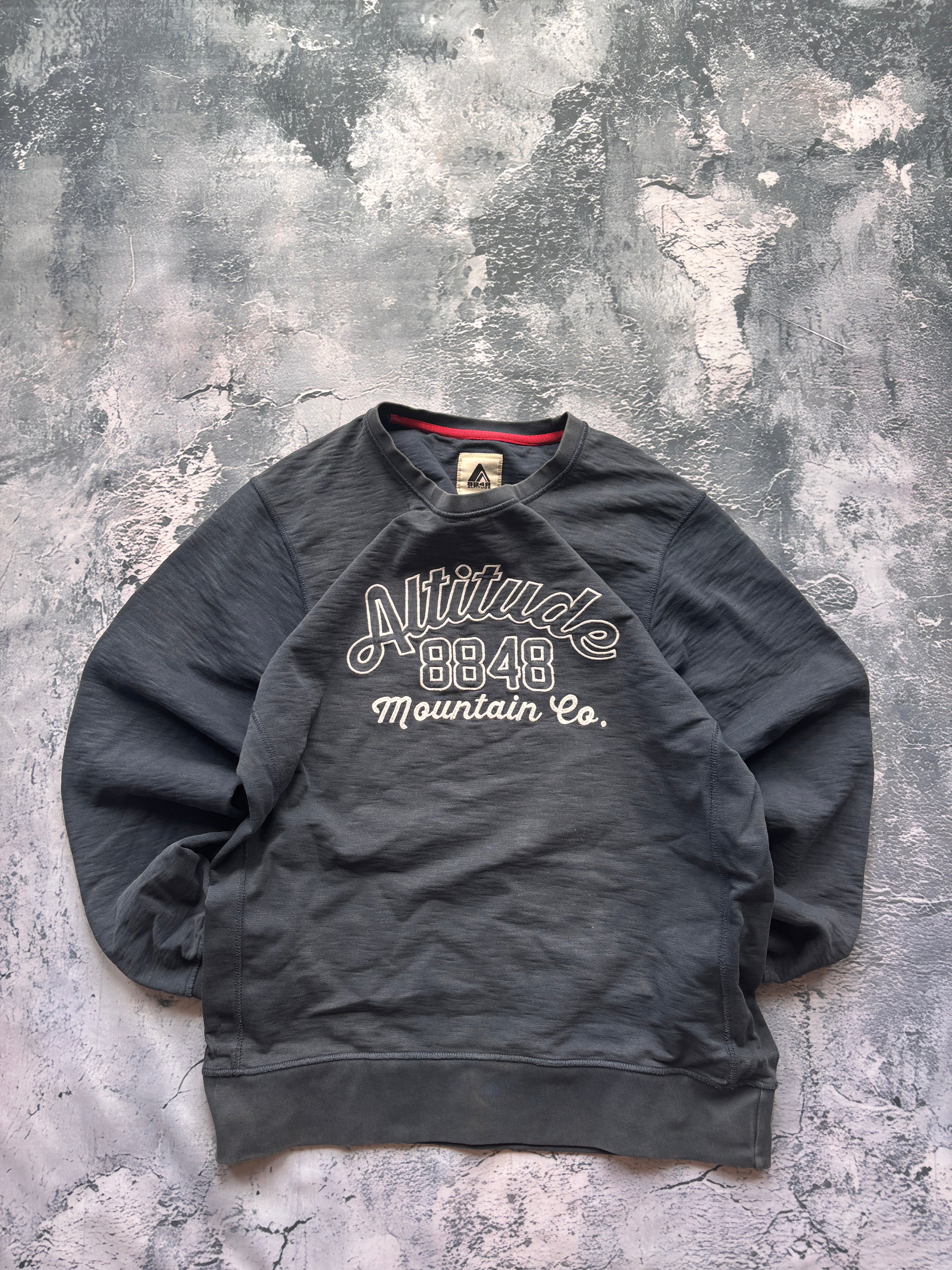 BLUZA HOODIE EFEKT SPRANIA HAFT UNIKAT GRANAT  BAGGY