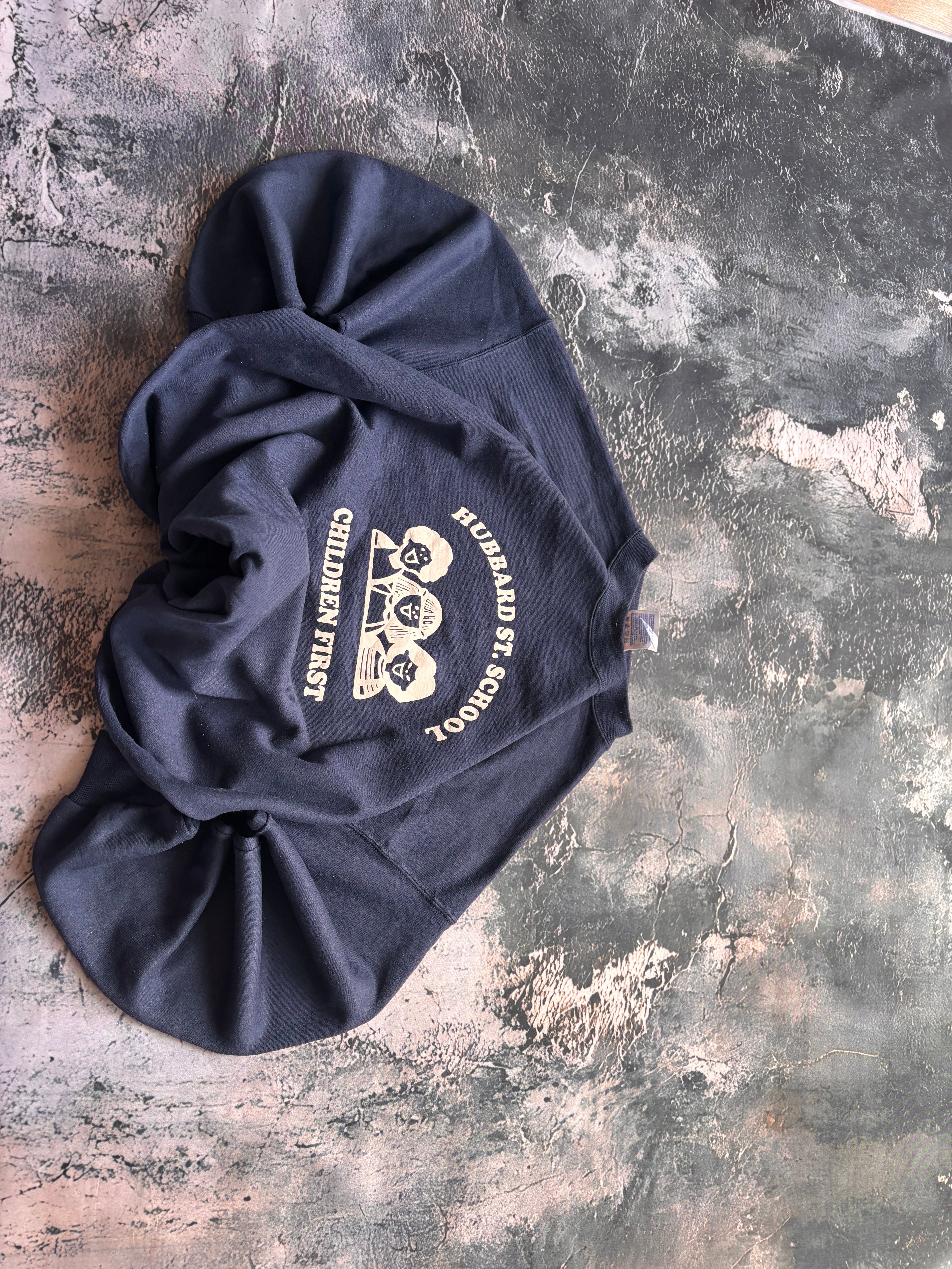 Bluza crewneck school print oversize boxy vintage oldschool retro 90s americana streetwear