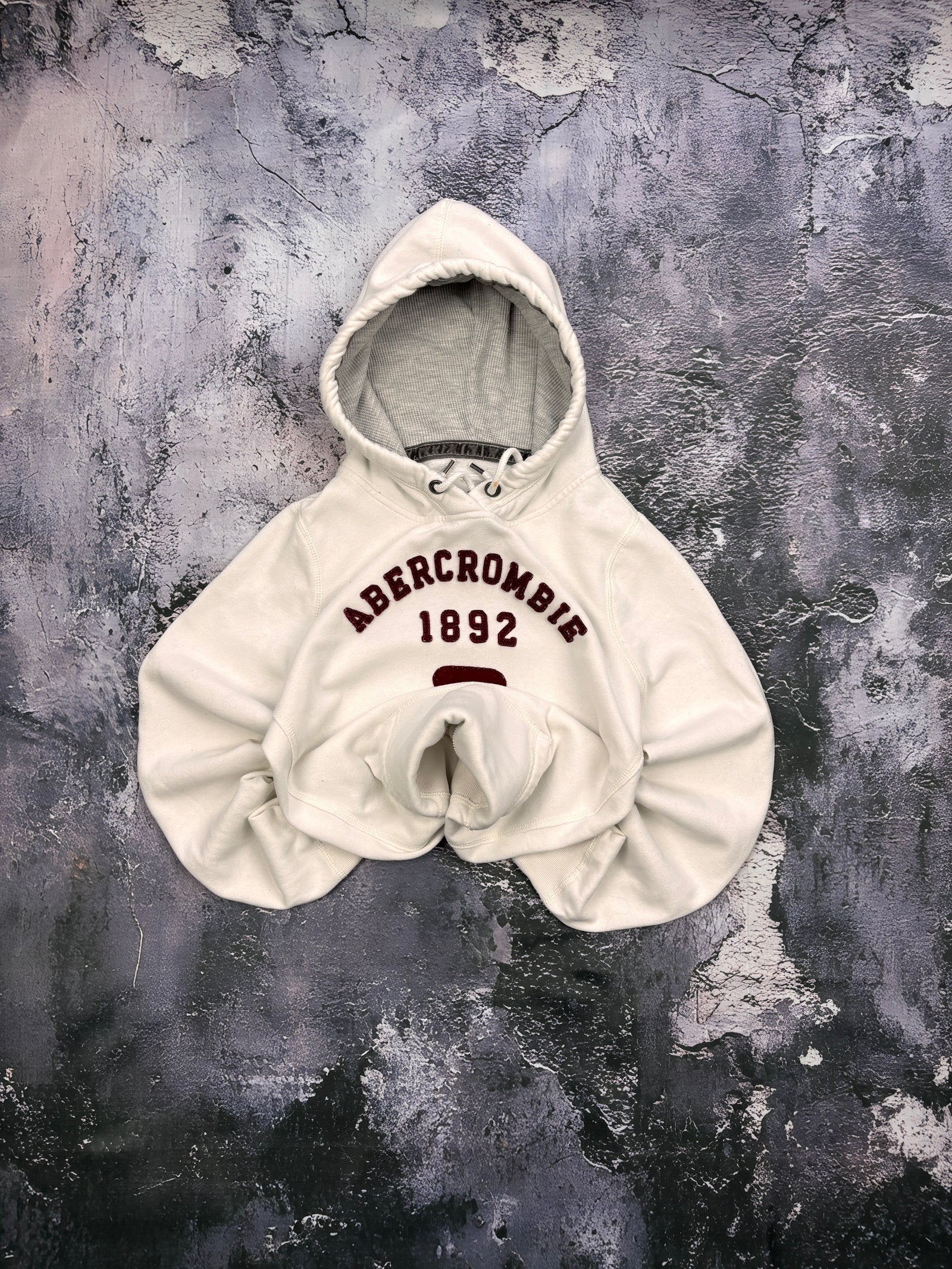 BLUZA HOODIE ABERCROMBIE BIAŁA BIAŁA VINTAGE