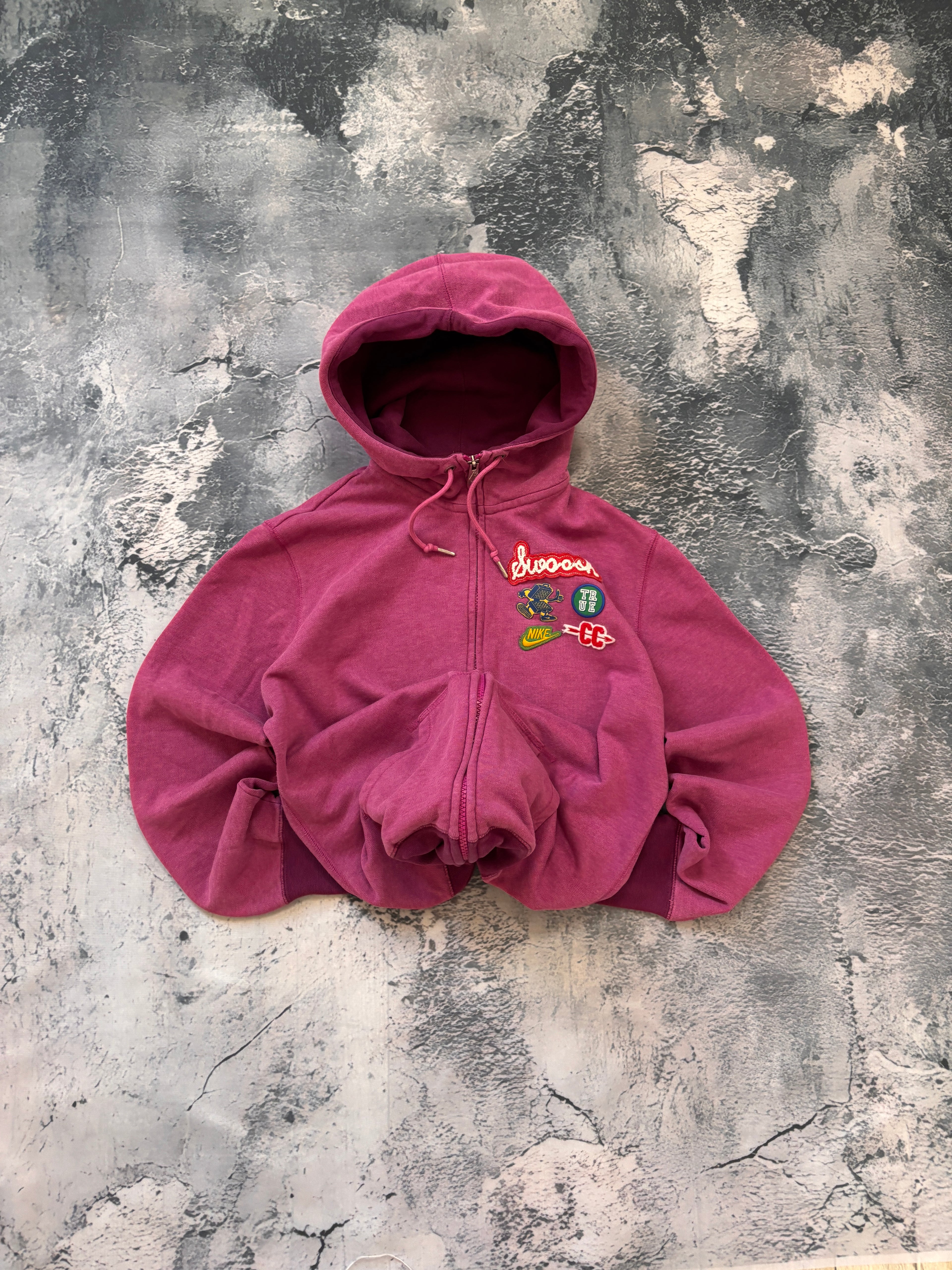 Bluza zip hoodie różowa hafty nike oversize retro vintage