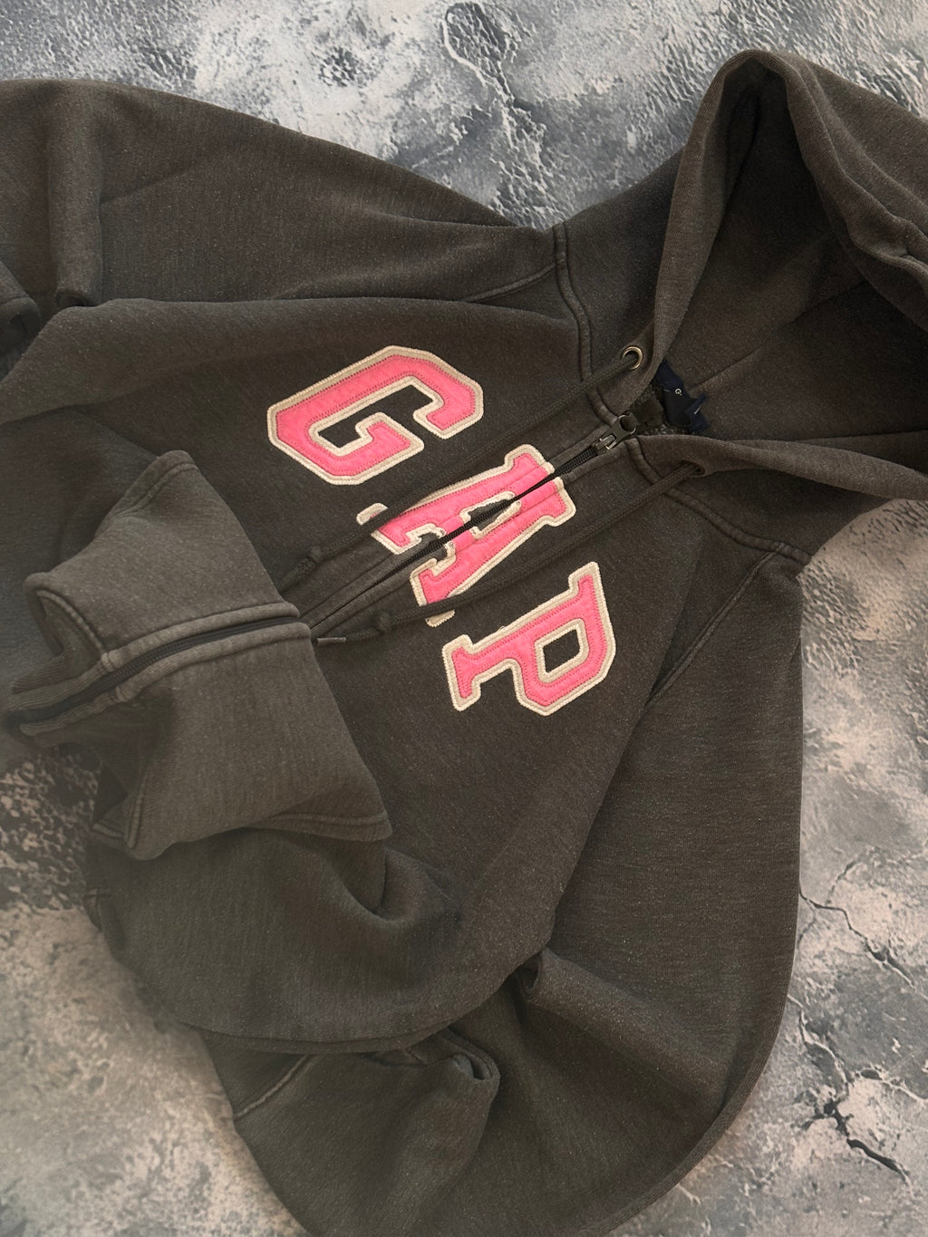 bluza zip hoodie GAP różowo szara