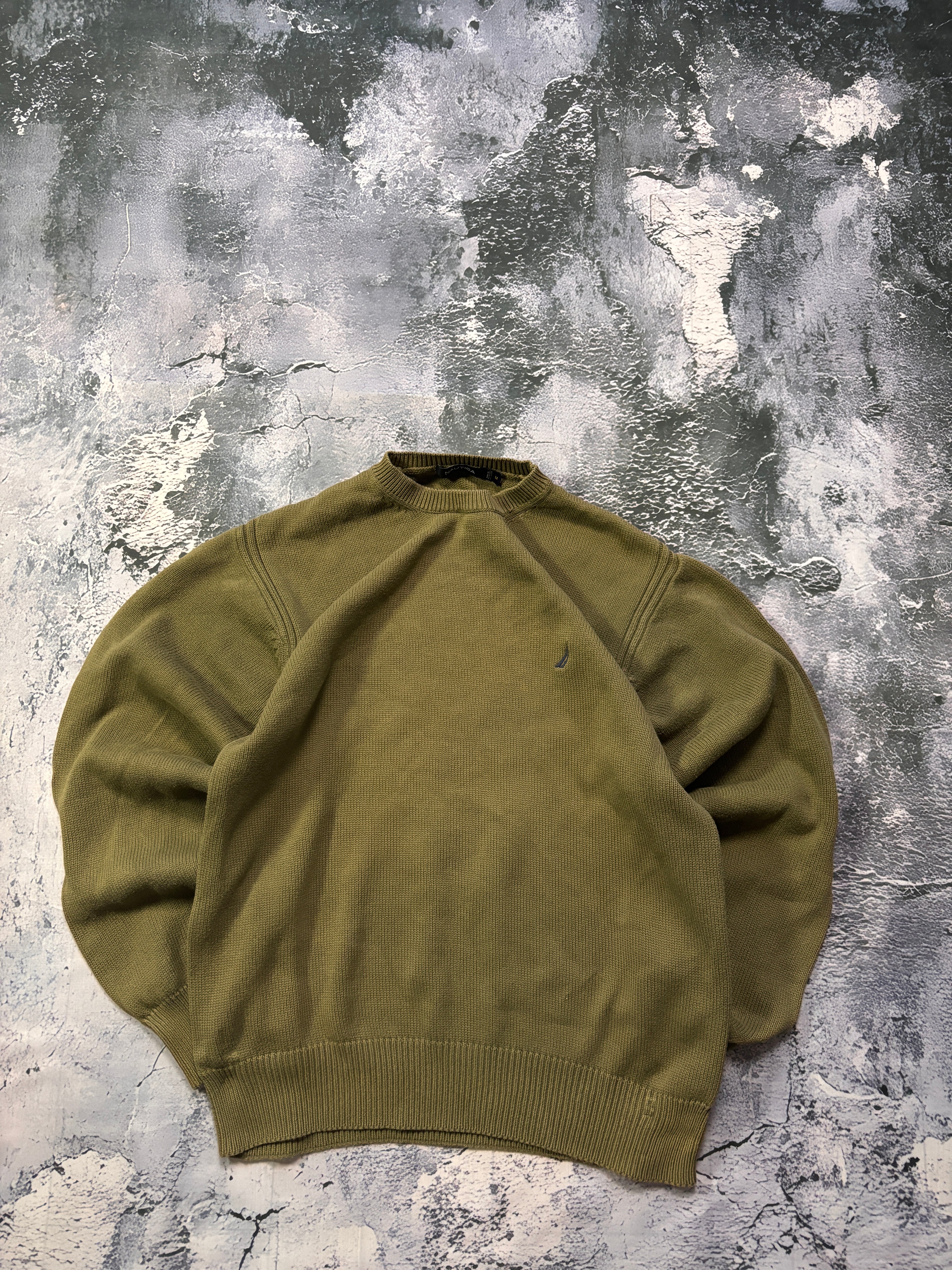 sweter crewneck retro khaki