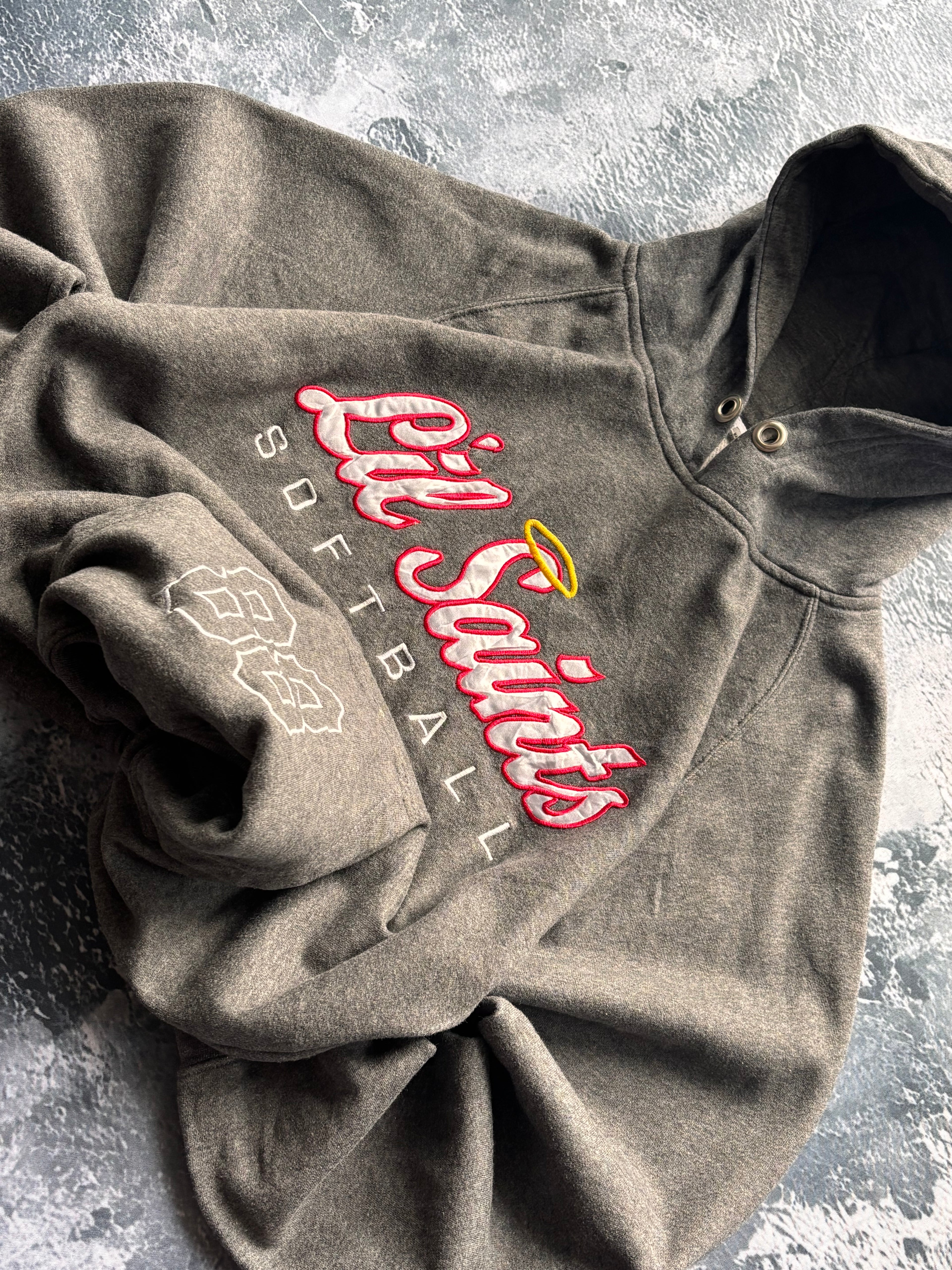 Bluza hoodie SOFTBALL USA unikat vintage szara 88