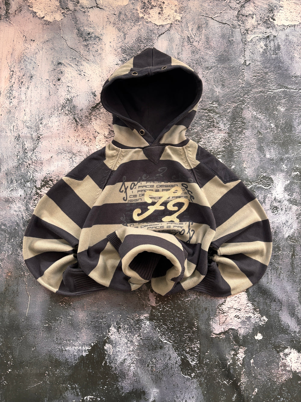 bluza hooodie gruba unikat z lat 90 w pasy 72 retro oversize
