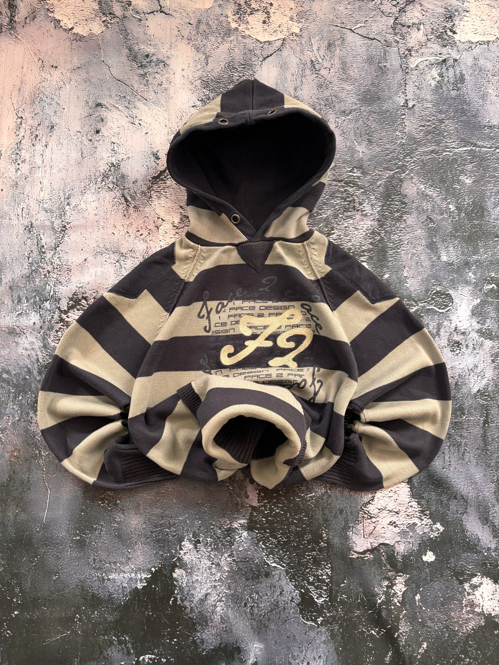 bluza hooodie gruba unikat z lat 90 w pasy 72 retro oversize