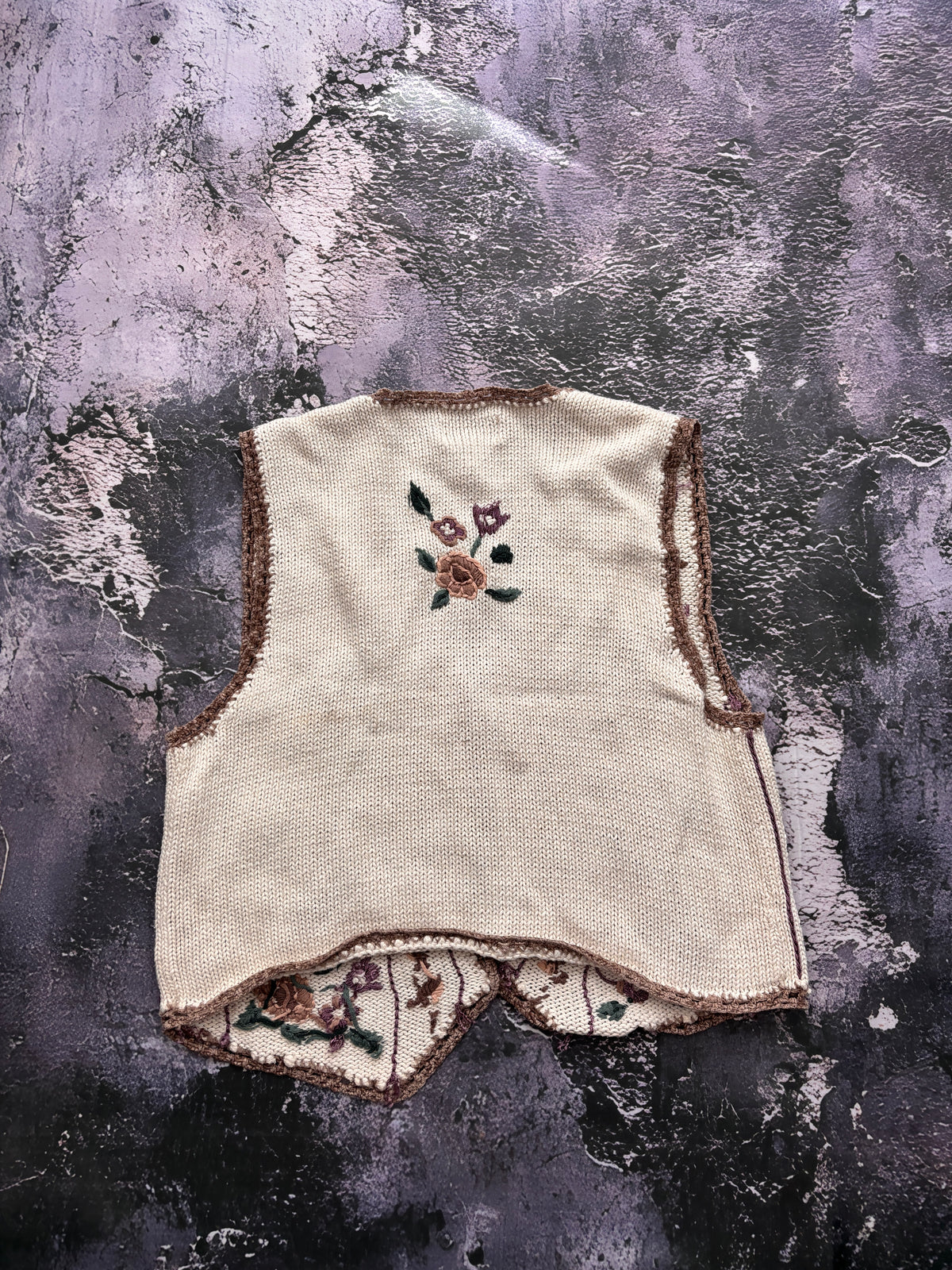 SWETER KAMIZELKA VINTAGE RĘCZNY HAFT UNIKATOWA