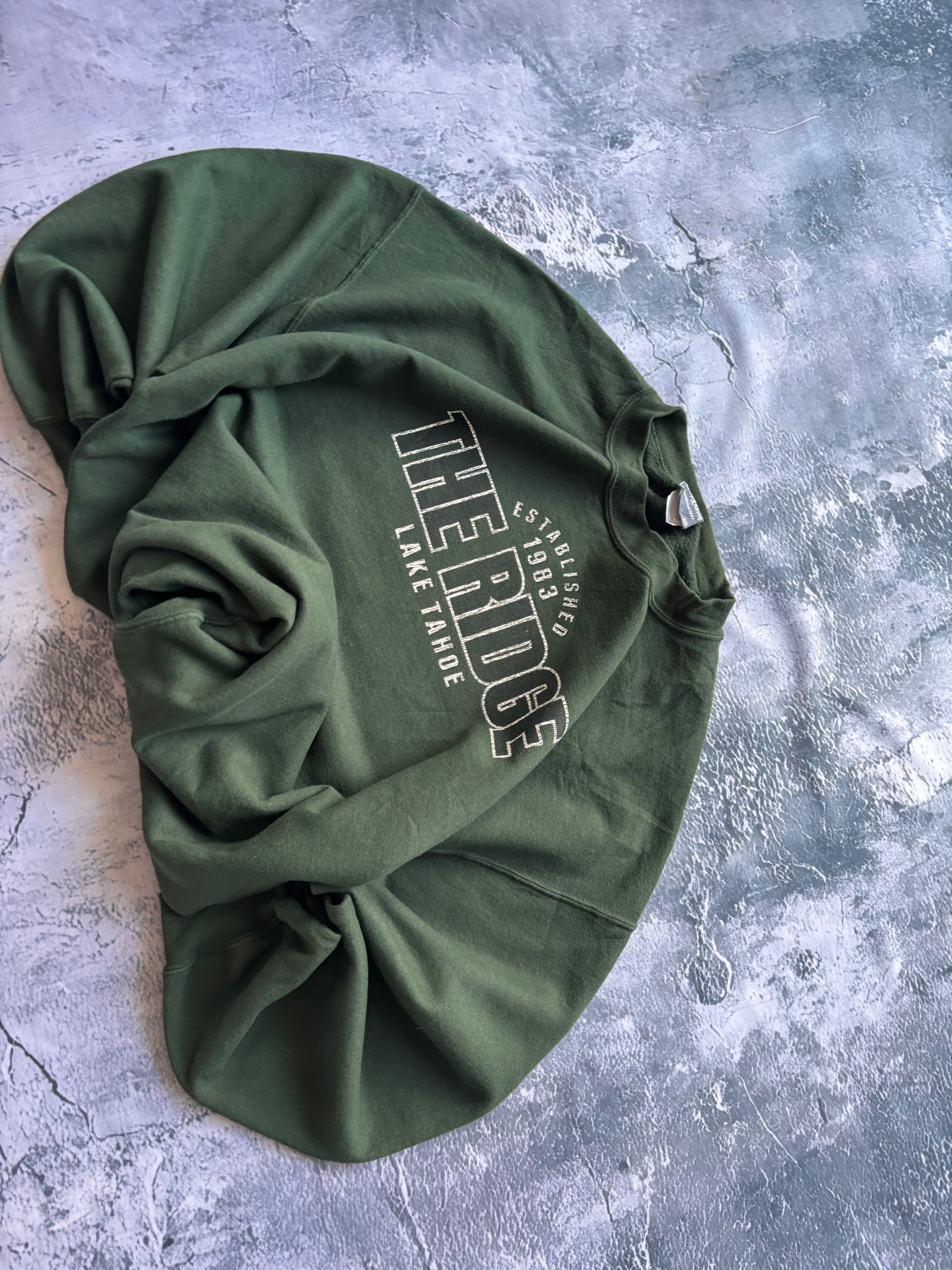 bluza crewneck oversize ciemnozielona THE RIDGE  usa