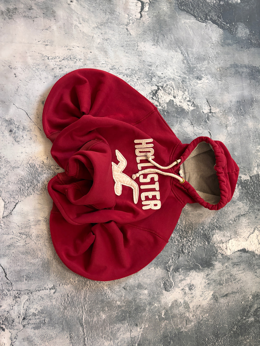 bluza hoodie czerwona HOLLISTER haft big logo