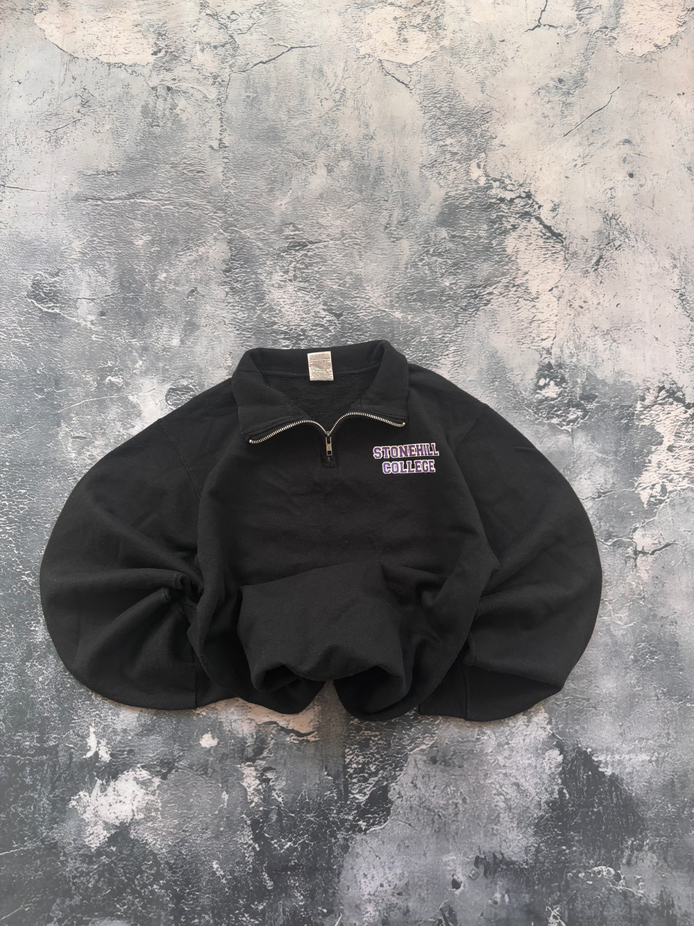 bluza zip crewneck Stonehilll college vintage czarna z zamkiem