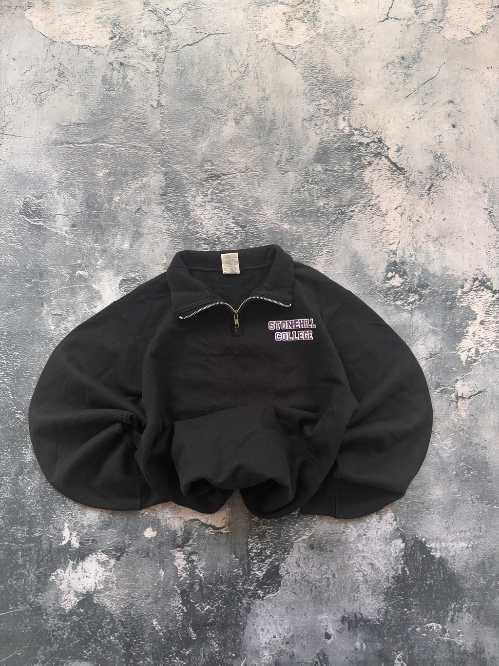 bluza zip crewneck Stonehilll college vintage czarna z zamkiem