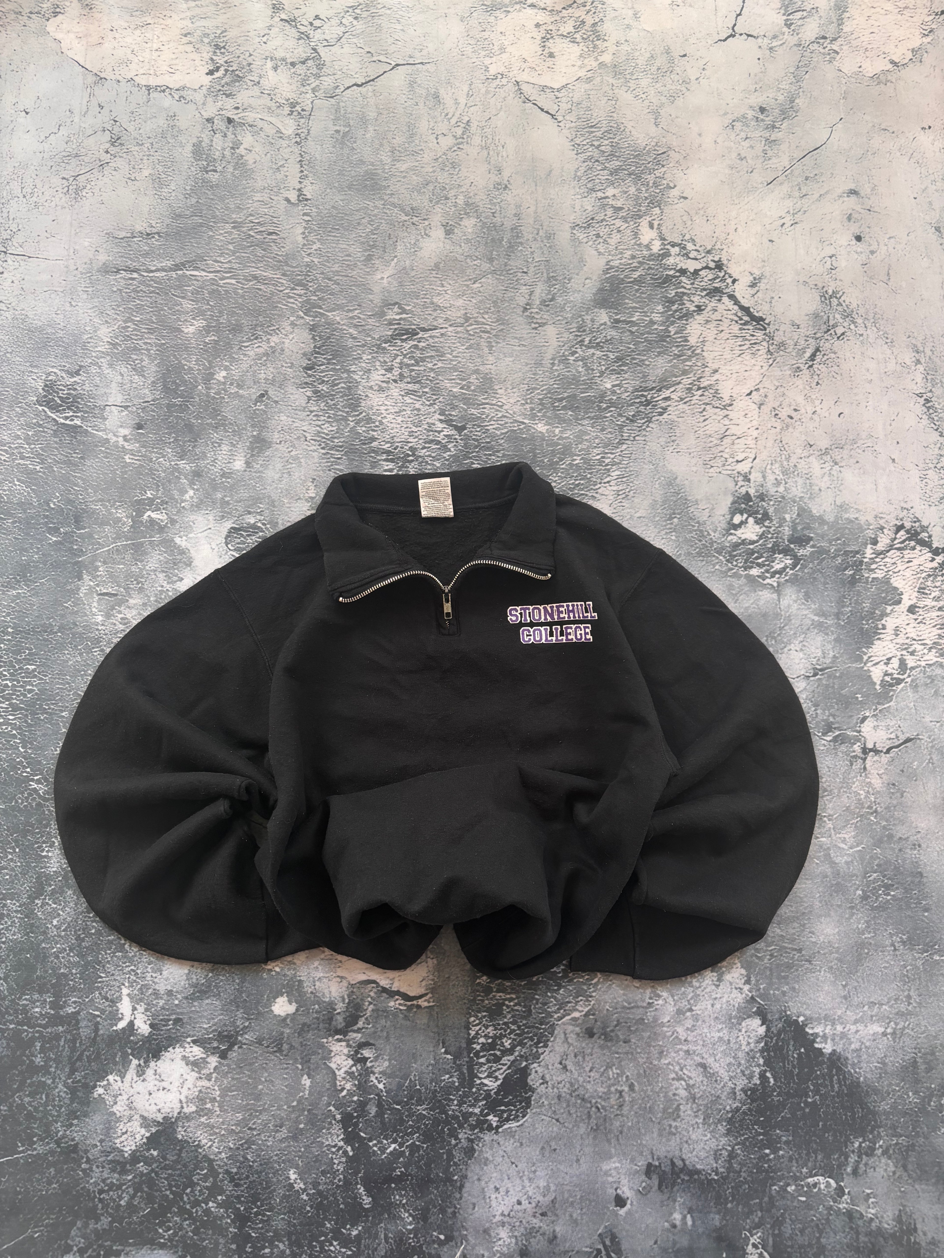 bluza zip crewneck Stonehilll college vintage czarna z zamkiem