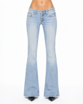 Jeans spodnie Y2K low waist bootcut vintage retro straight leg z ozdobnymi kieszeniami