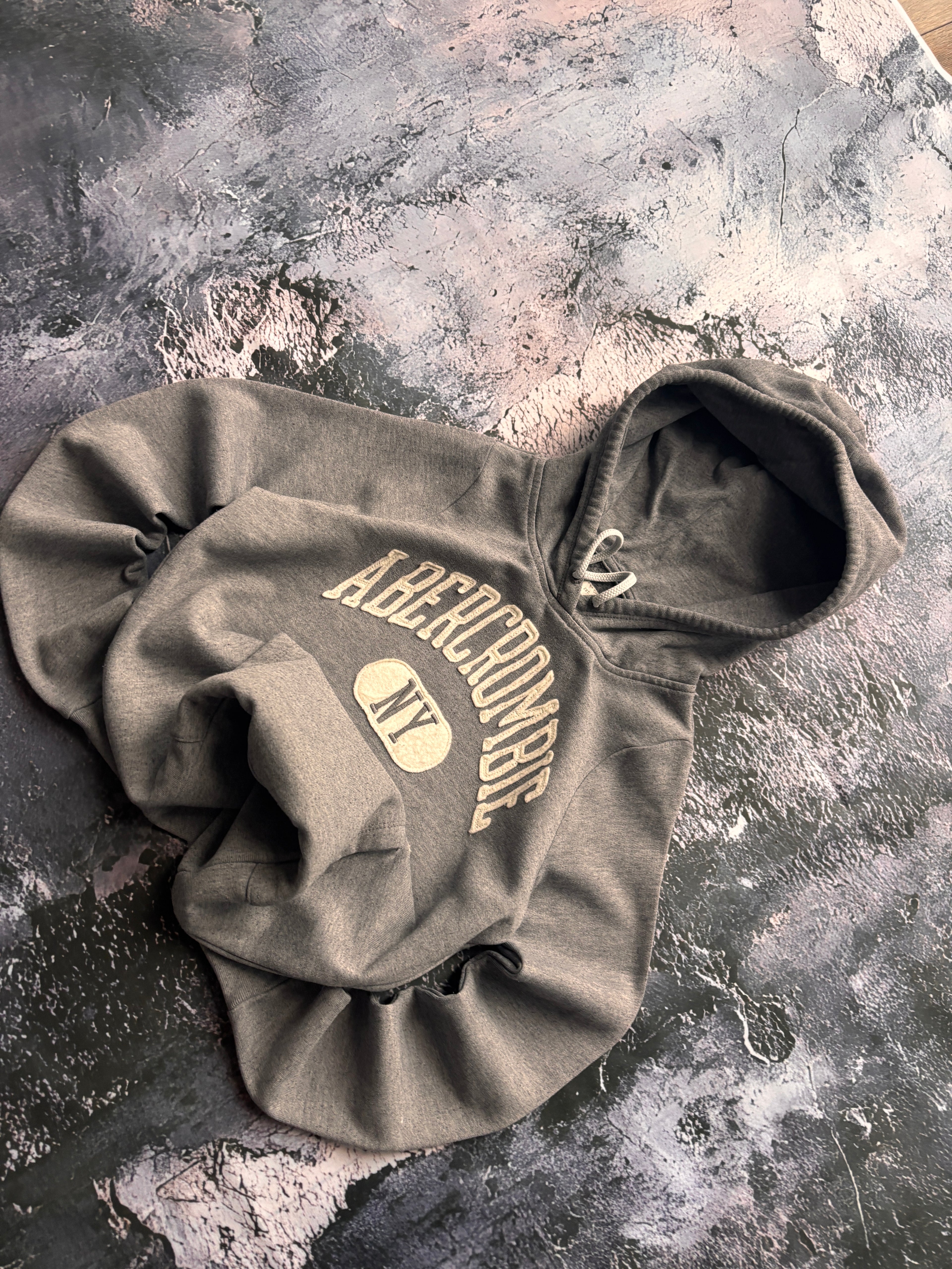 Bluza hoodie abr vintage prosty leko przylegający krój Basic szara