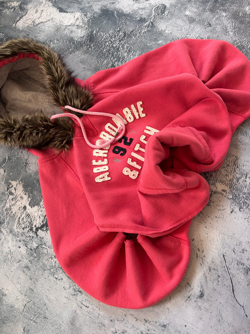 bluza hoodie pink Abercrombie 92 z kapturem z włosem vintage retro