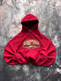 bluza hoodie czerwona BISON vintage oversize