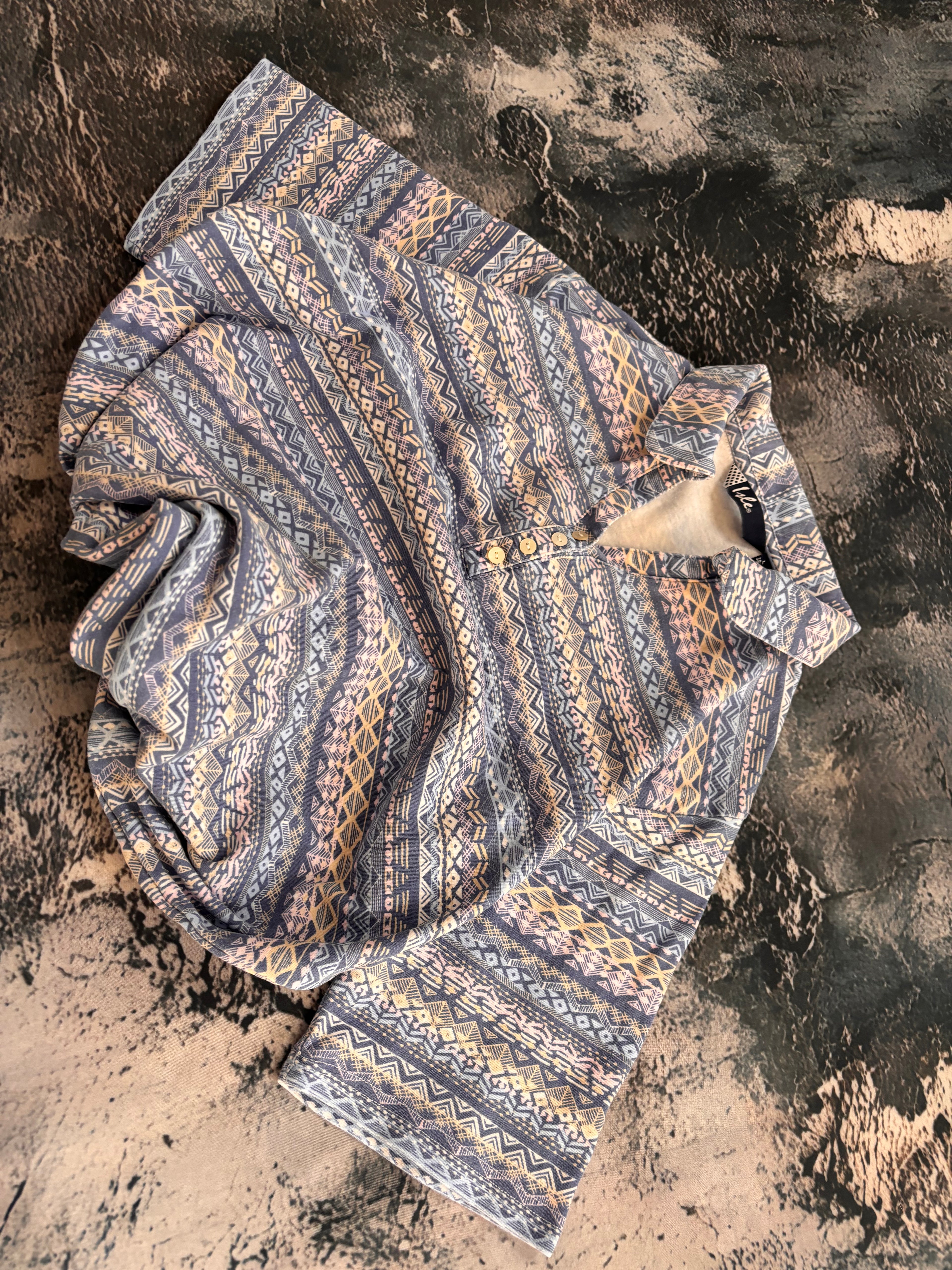 Koszulka t shirt vintage multicolor niebieska we wzory