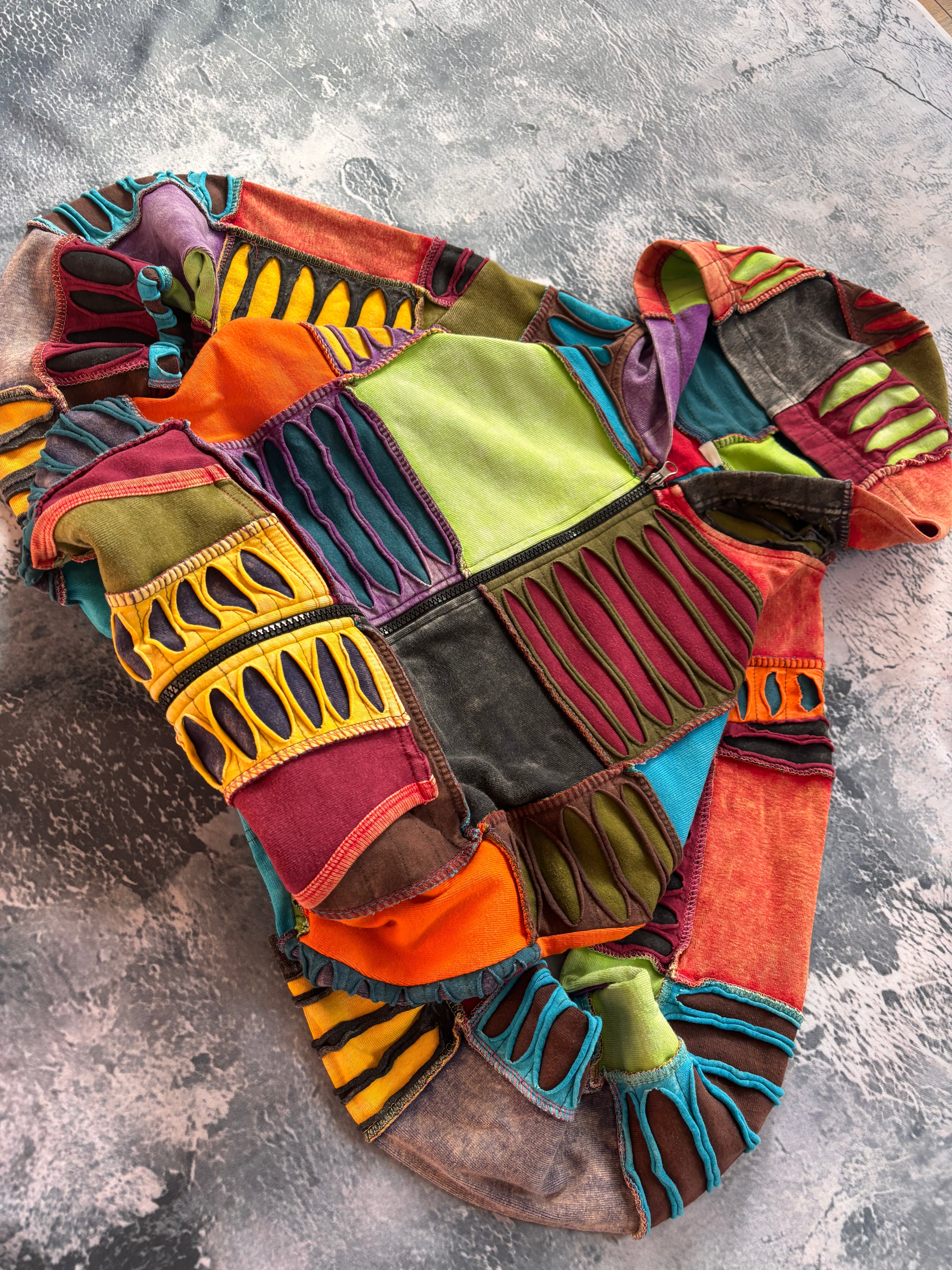 Bluza zip multicolor vintage texture