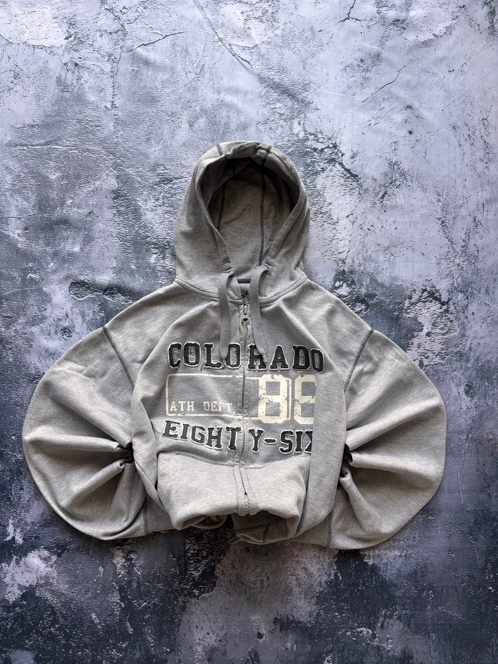 BLUZA ZIP HOODIE VINTAGE Y2K RETRO szara basic oversize