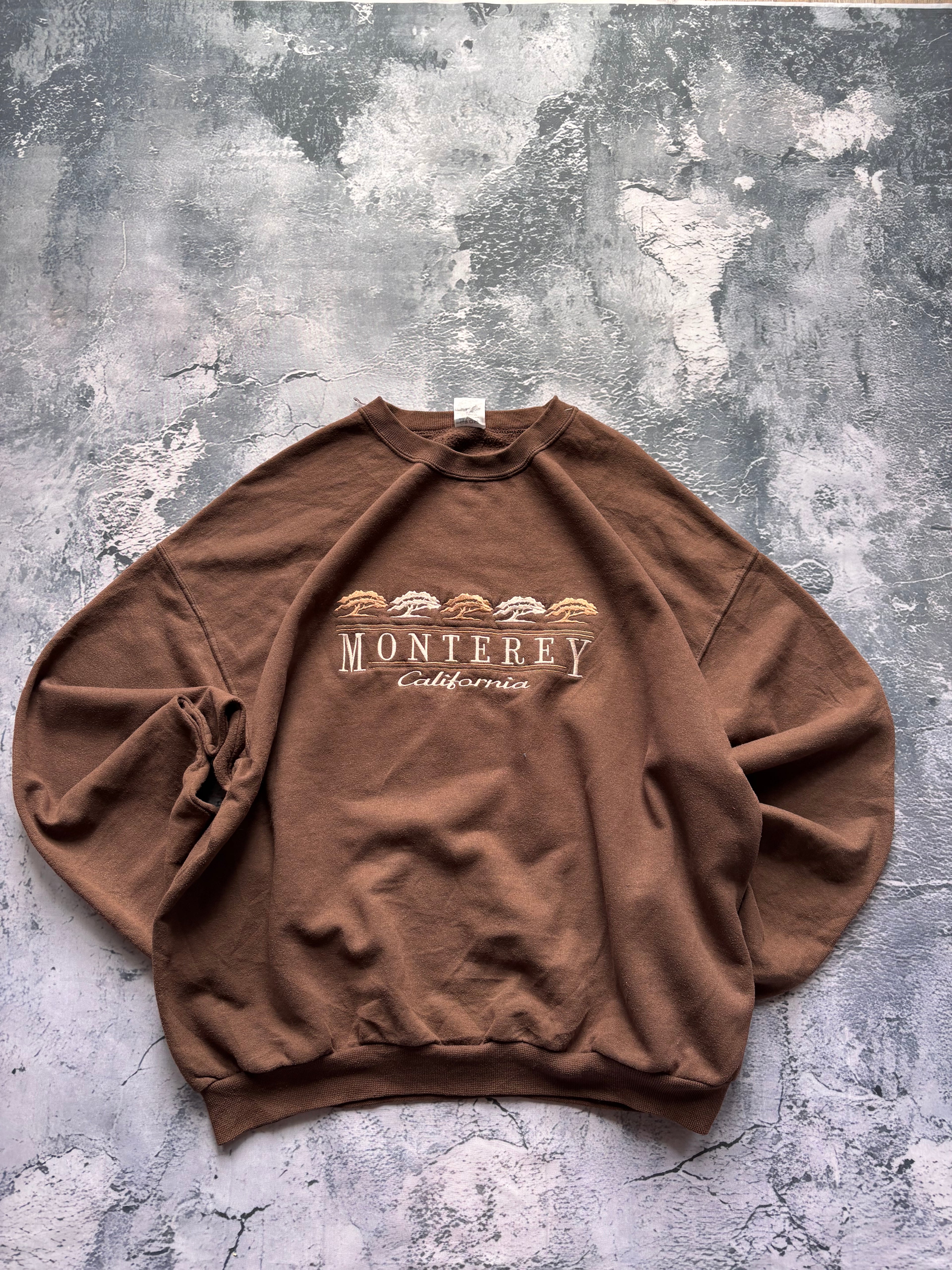 Bluza crewneck oversize baggy w stylu vintage oldschool retro 90s california monterey brown