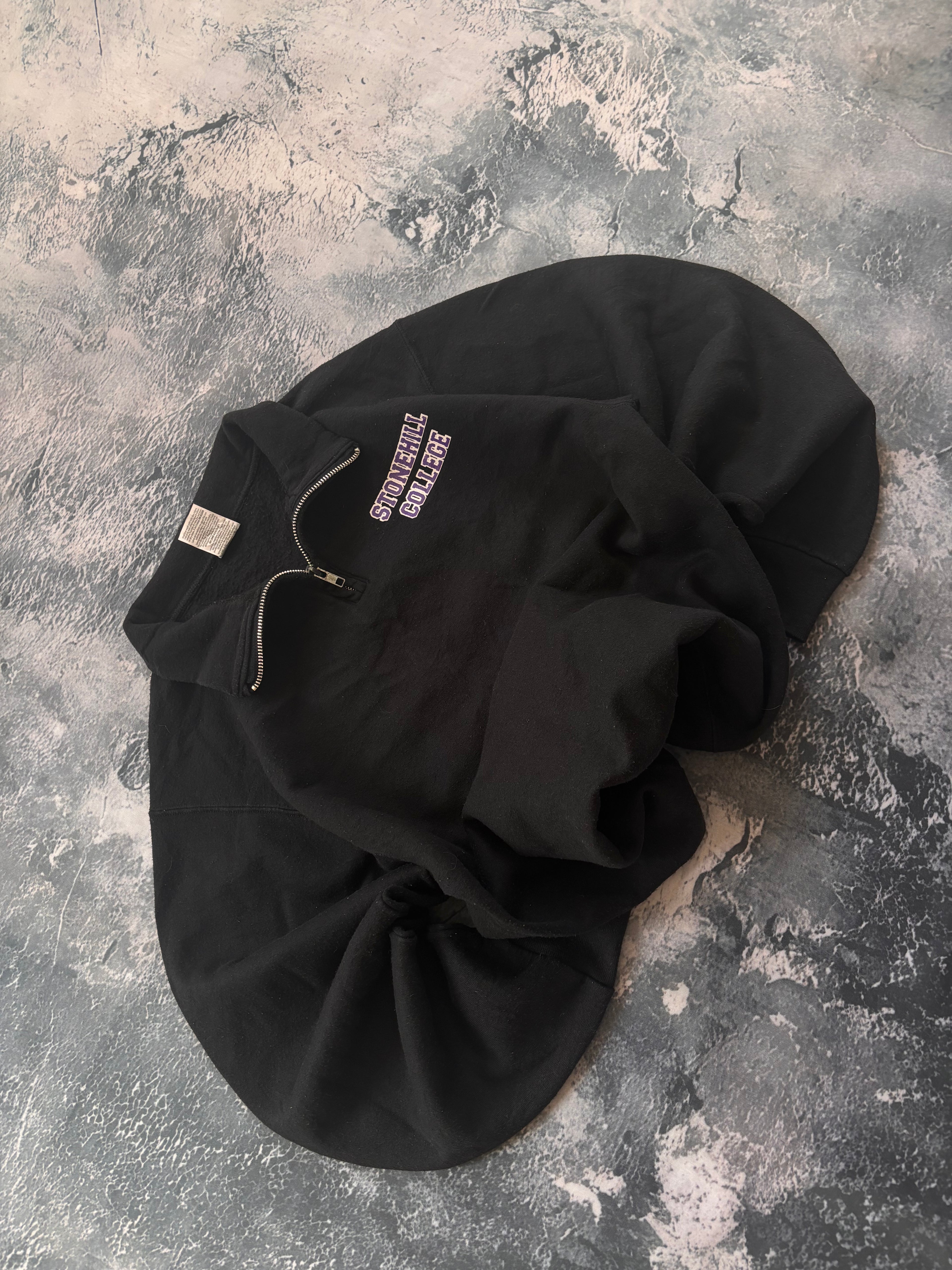 bluza zip crewneck Stonehilll college vintage czarna z zamkiem