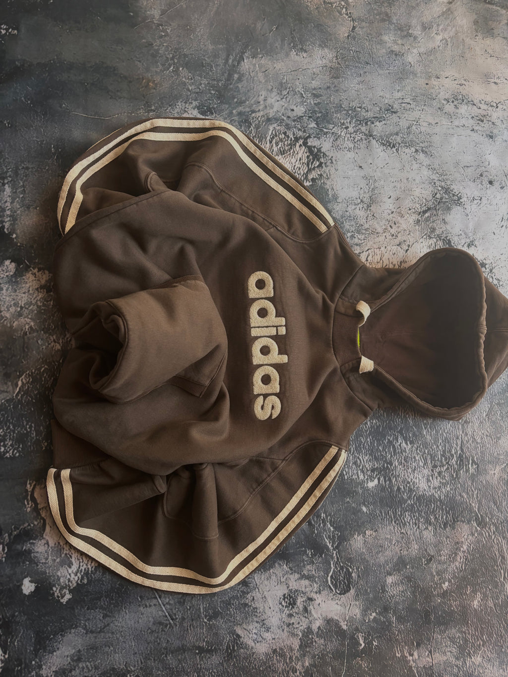 Bluza hood Adidas brown oversize big logo vintage usa streetwear