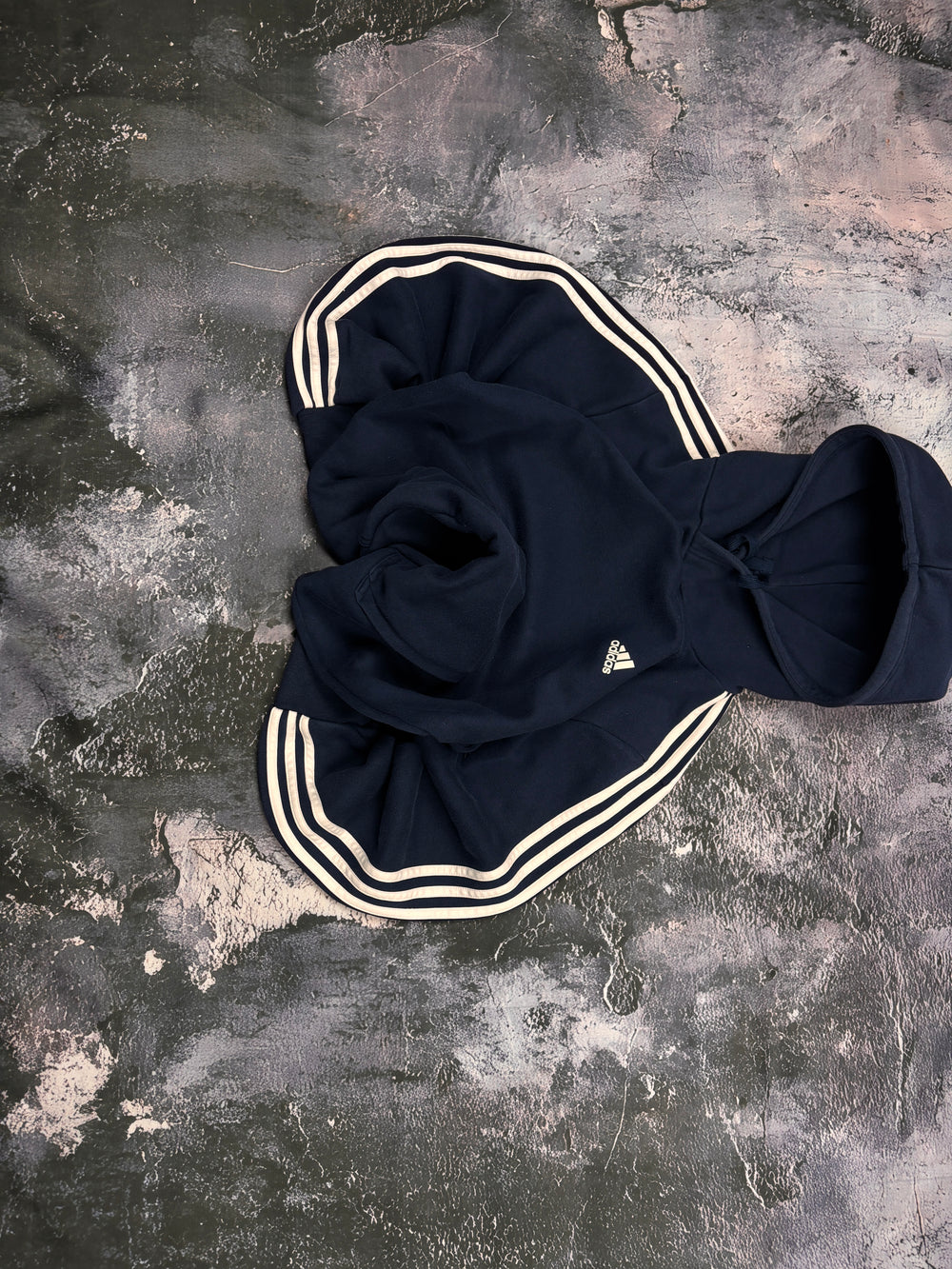 BLUZA HOODIE GRANATOWA W PASKI OVERSIZE