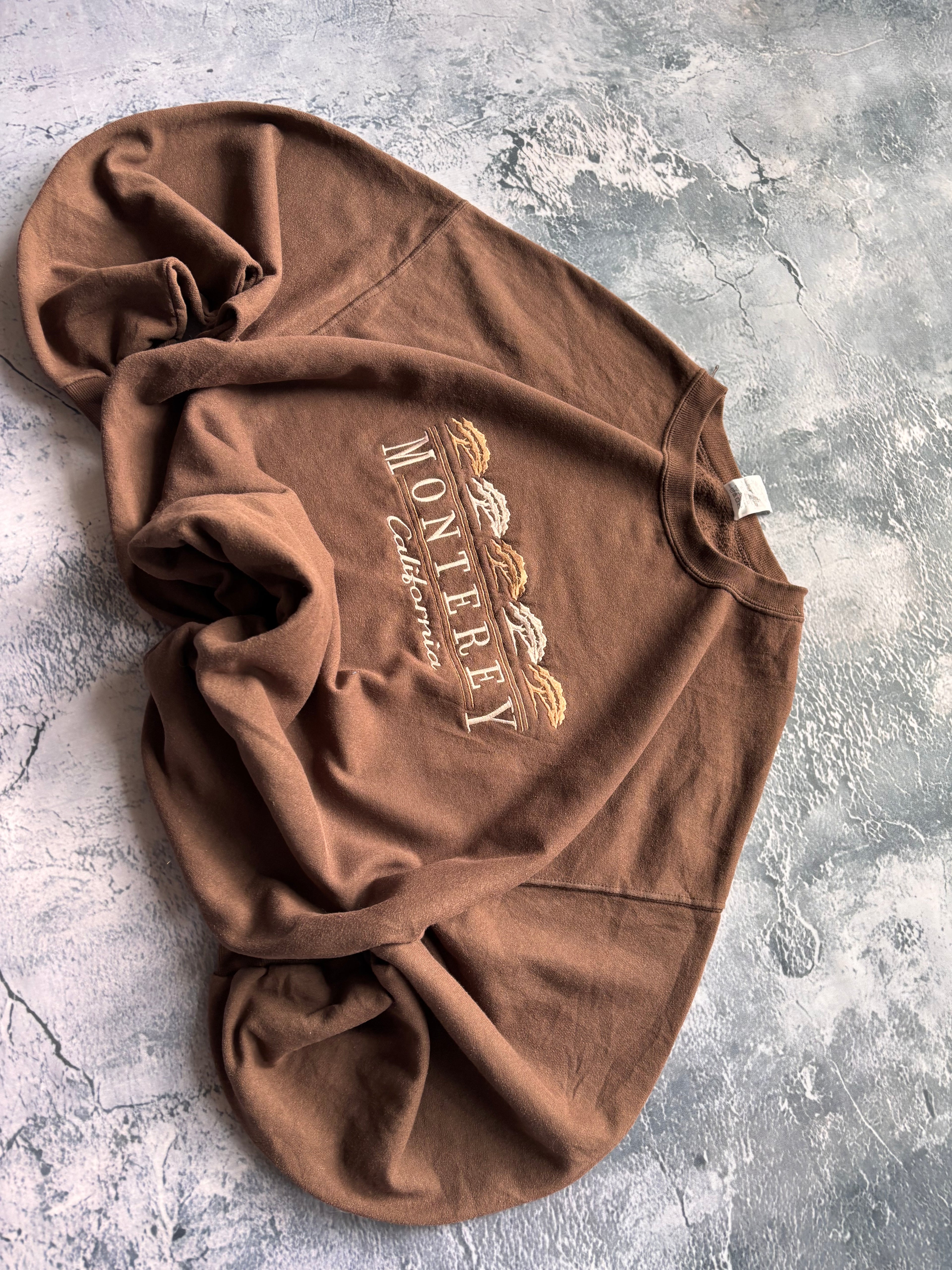 Bluza crewneck oversize baggy w stylu vintage oldschool retro 90s california monterey brown