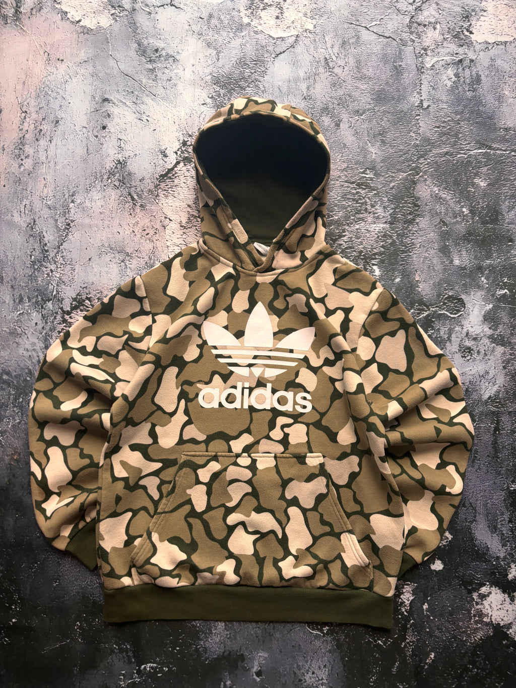 bluza hoodie ADIDAS BIG LOGO camo zielona
