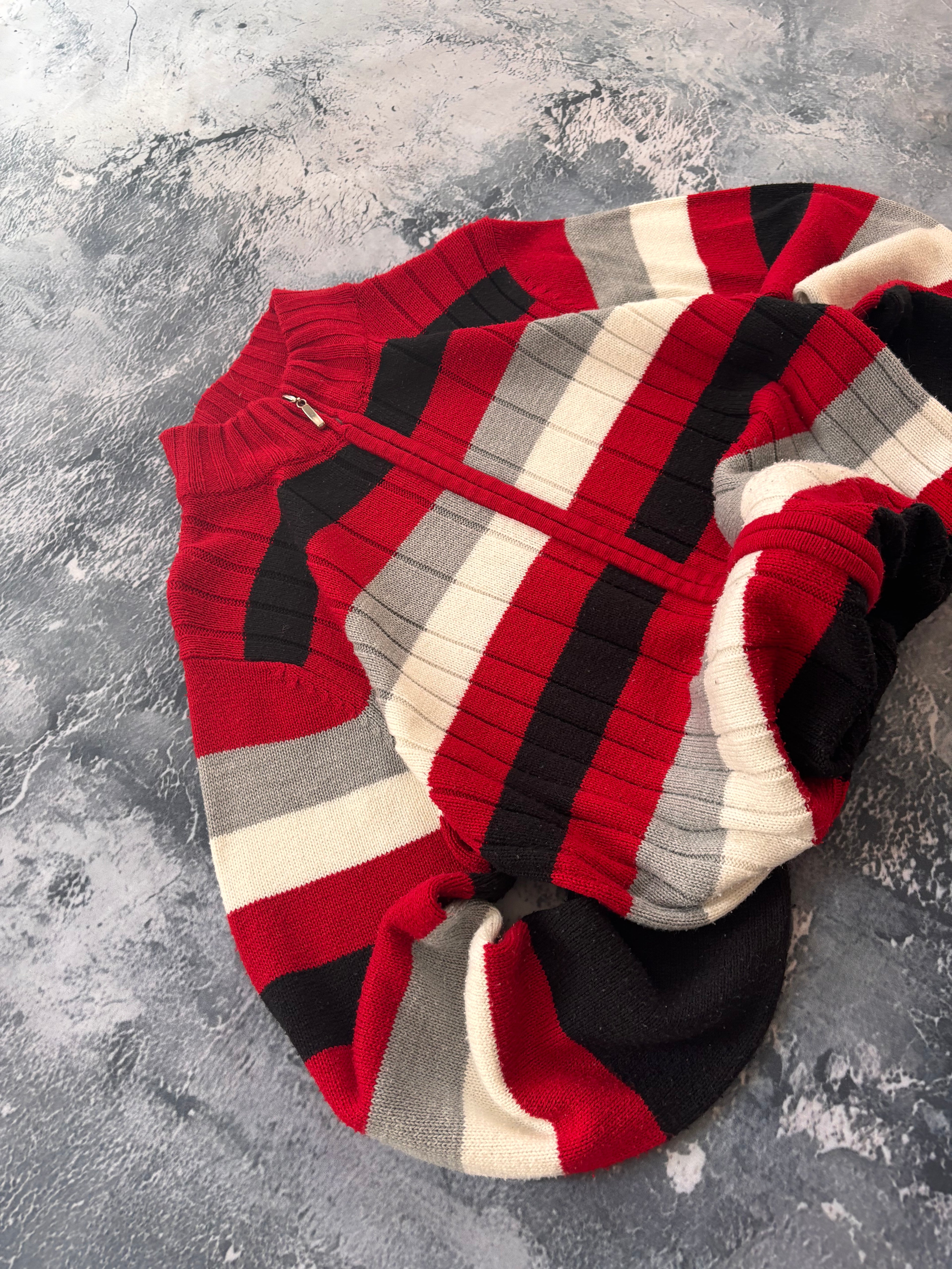 bluza zip w paski czerwona