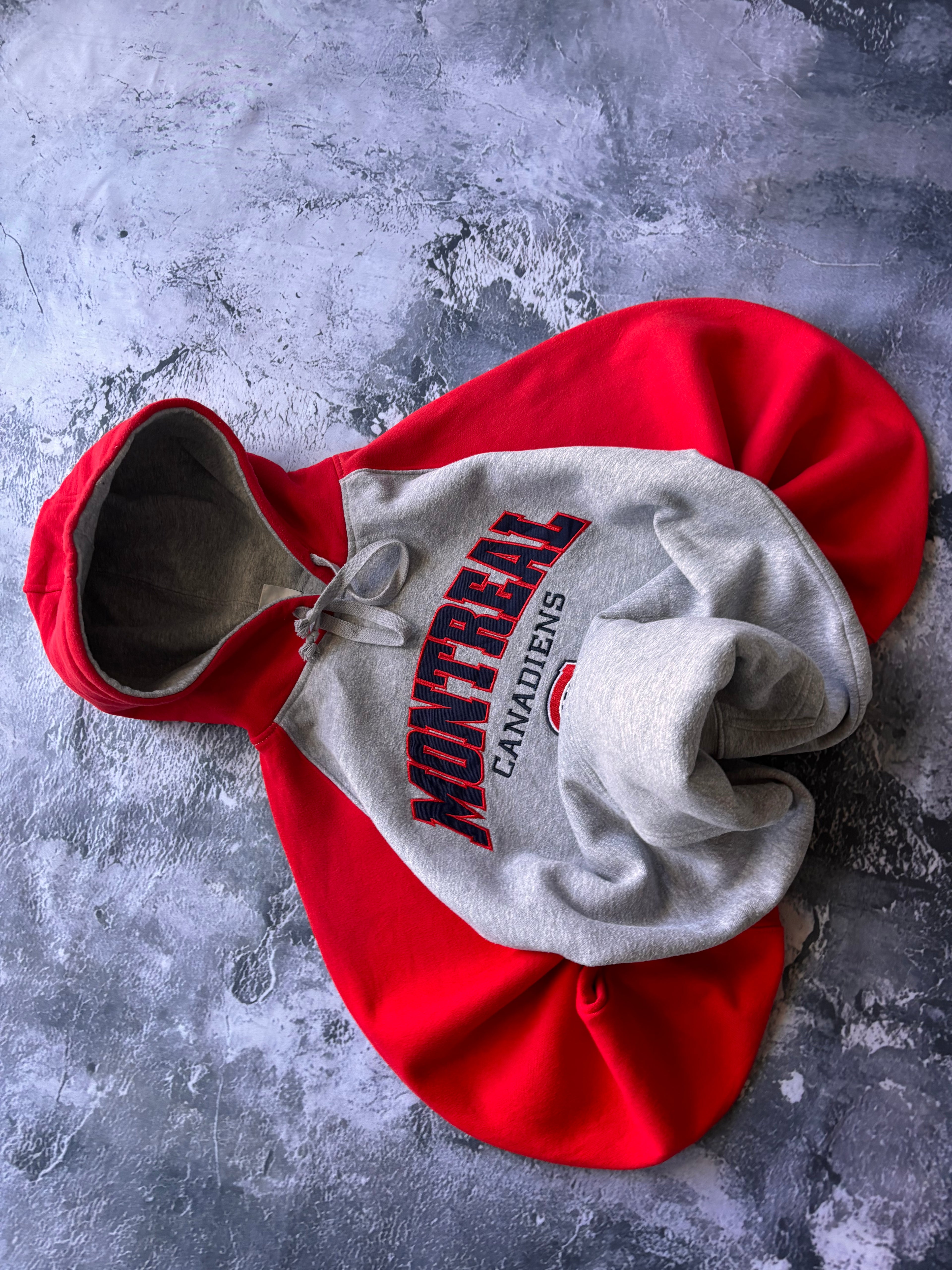Bluza hoodie szaro czerwona vintage MONTREAL oversize