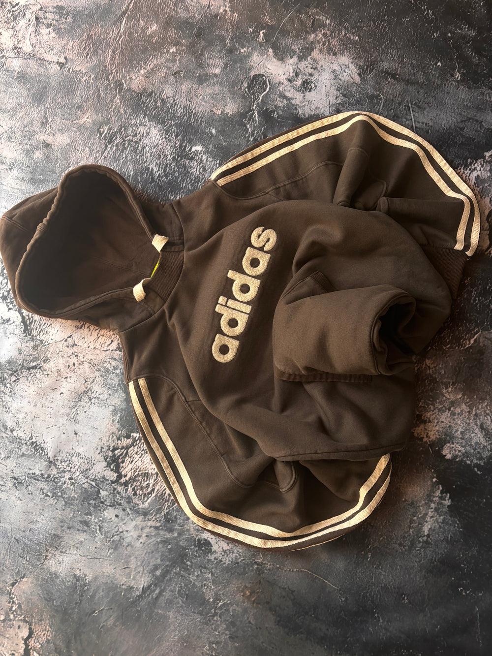 Bluza hood Adidas brown oversize big logo vintage usa streetwear