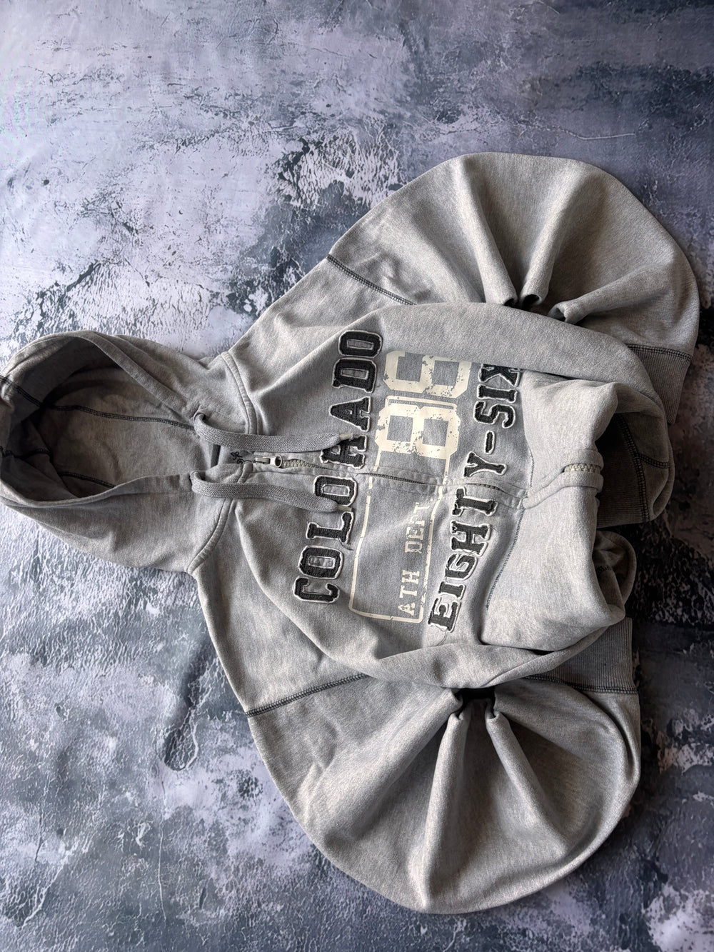 BLUZA ZIP HOODIE VINTAGE Y2K RETRO szara basic oversize