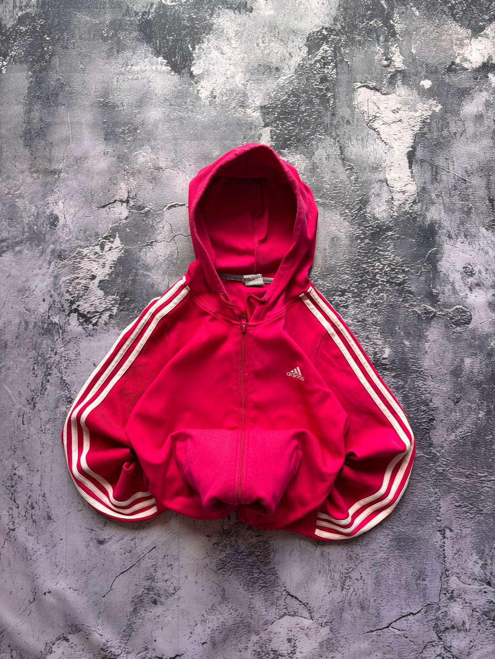 bluza zip hoodie ADIDAS w paski klasyk prosty krój pink