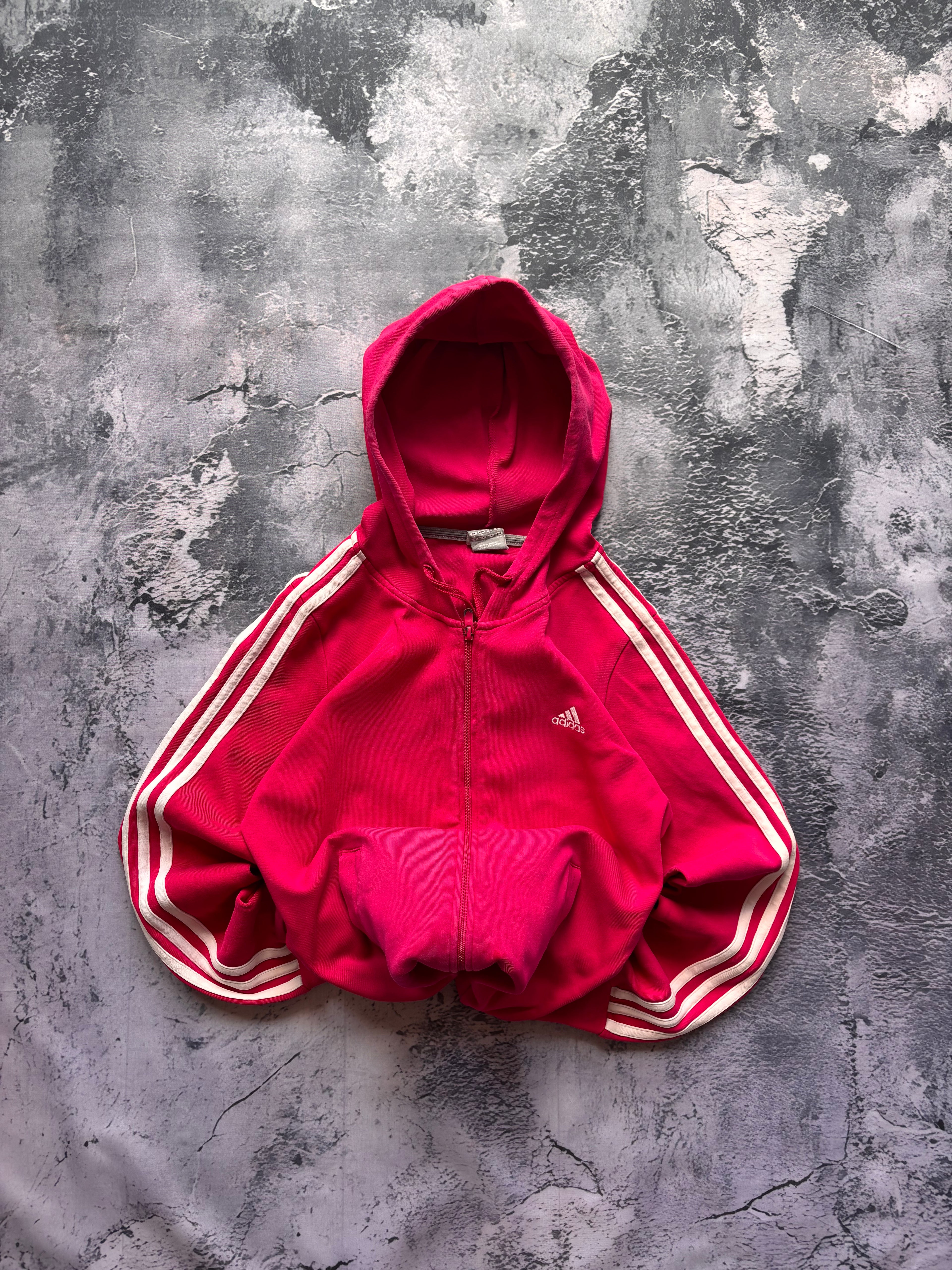 bluza zip hoodie ADIDAS w paski klasyk prosty krój pink