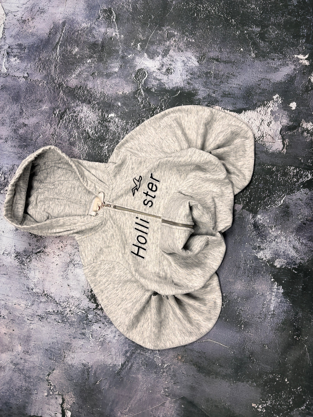 BLUZA ZIP HOODIE HOLLISTER OVERSIZE RETRO SZARA