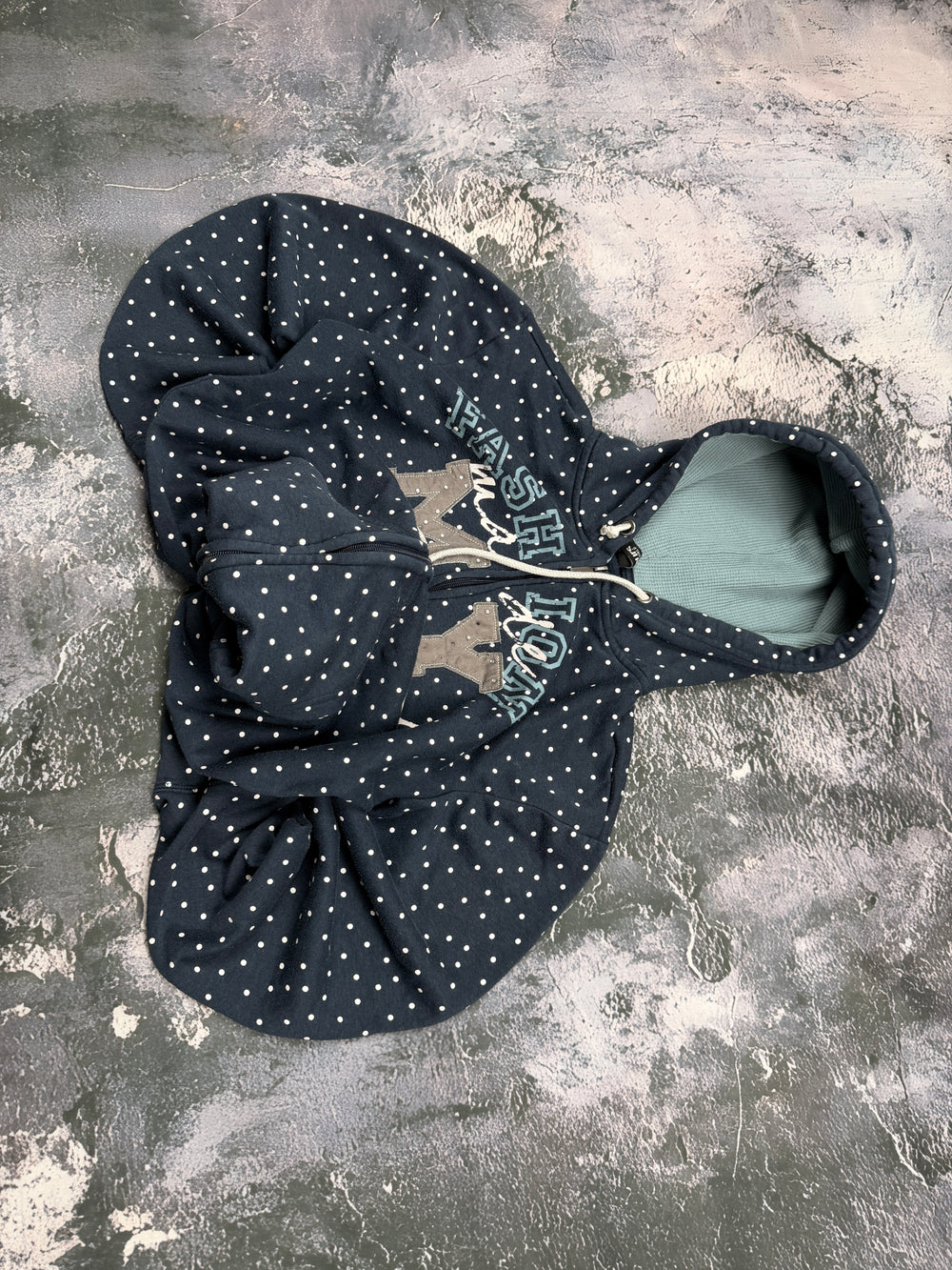 BLUZA ZIP HOODIE W KROPKI Y2K VINTAGE UNIKATOWA