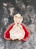 Bluza adidas w paski stripes prosty krój biało czerwona