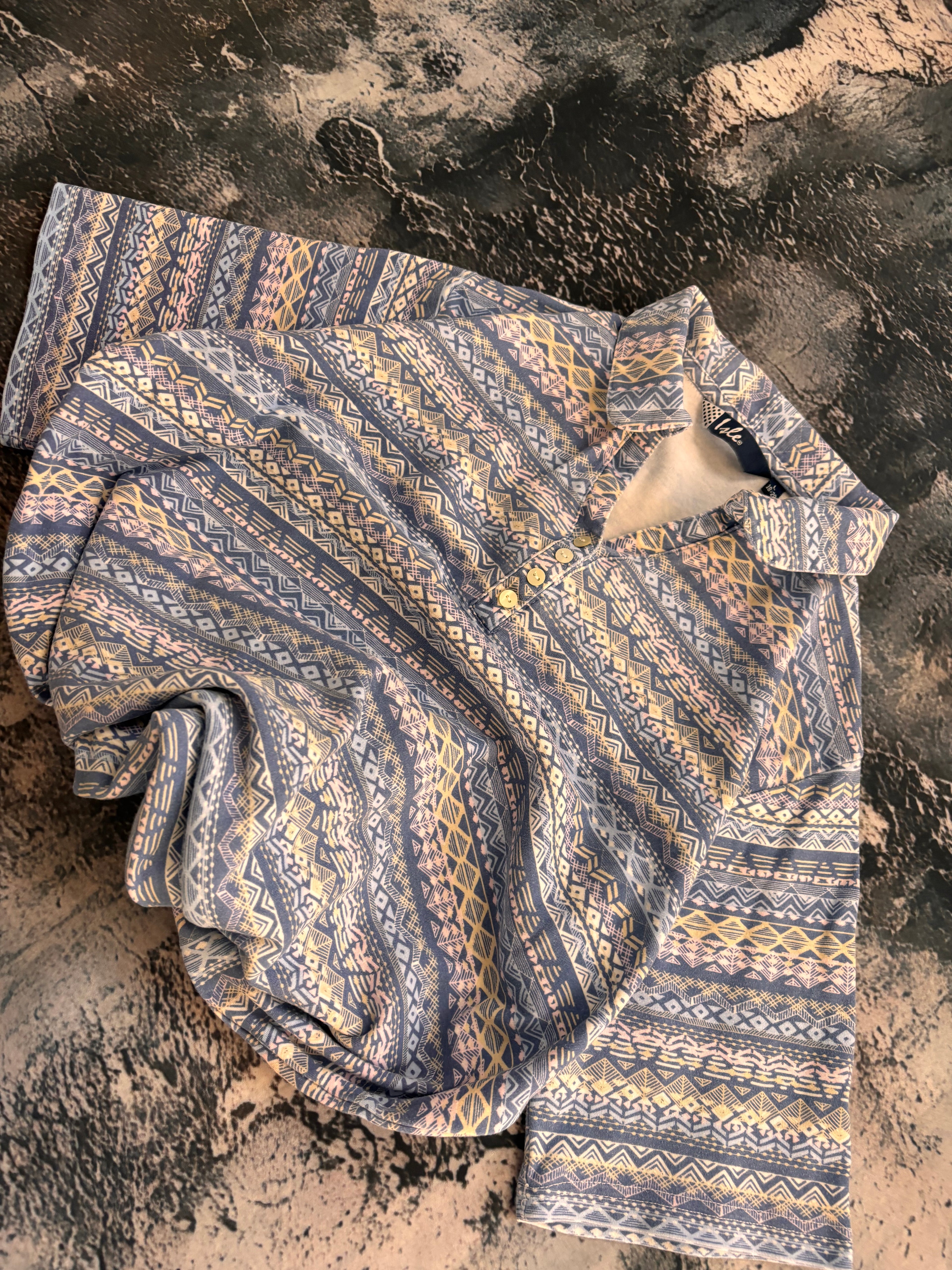 Koszulka t shirt vintage multicolor niebieska we wzory