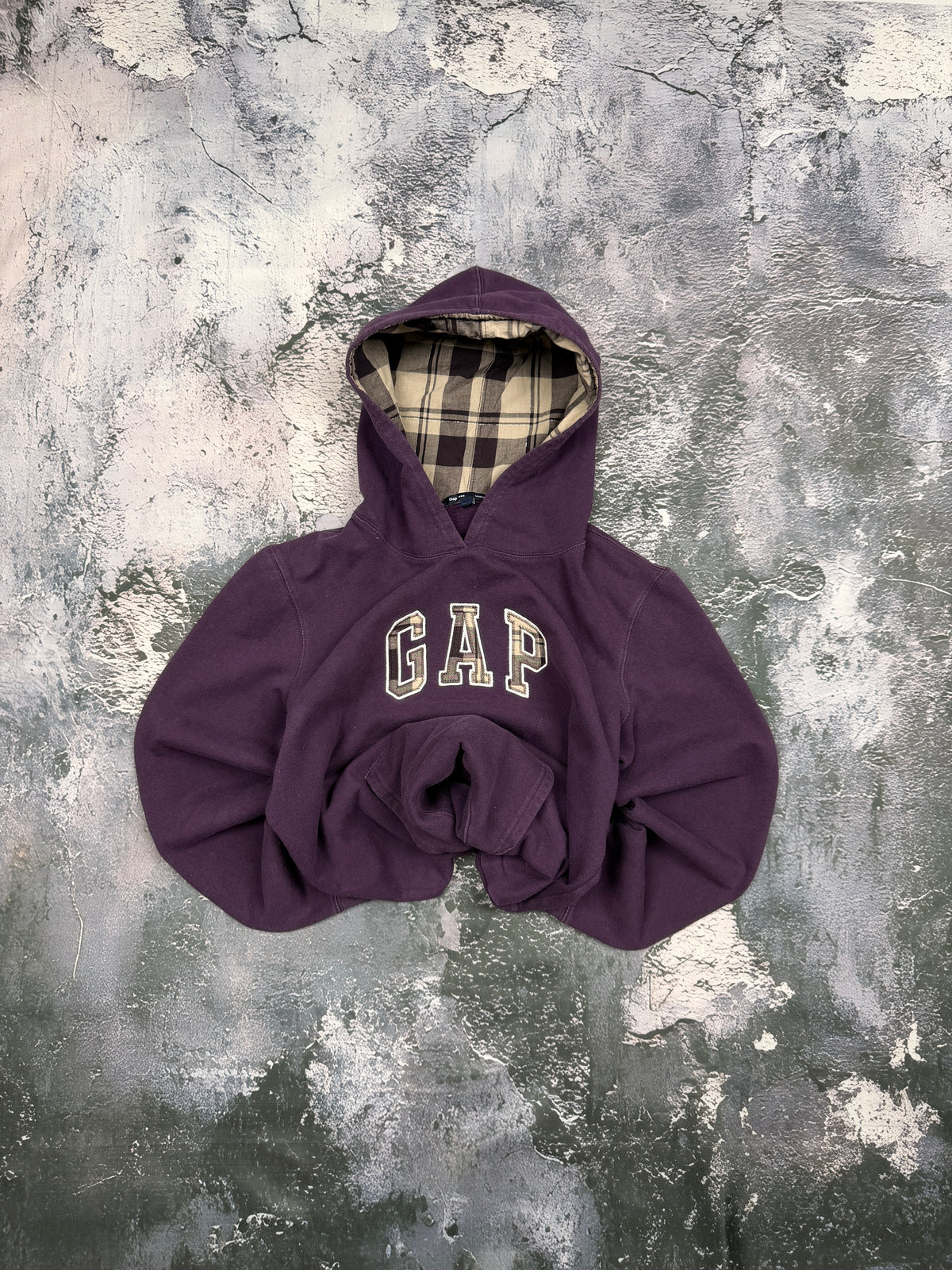 bluza hoodie fioletowa w kratę vintage unikatowa 90s GAP