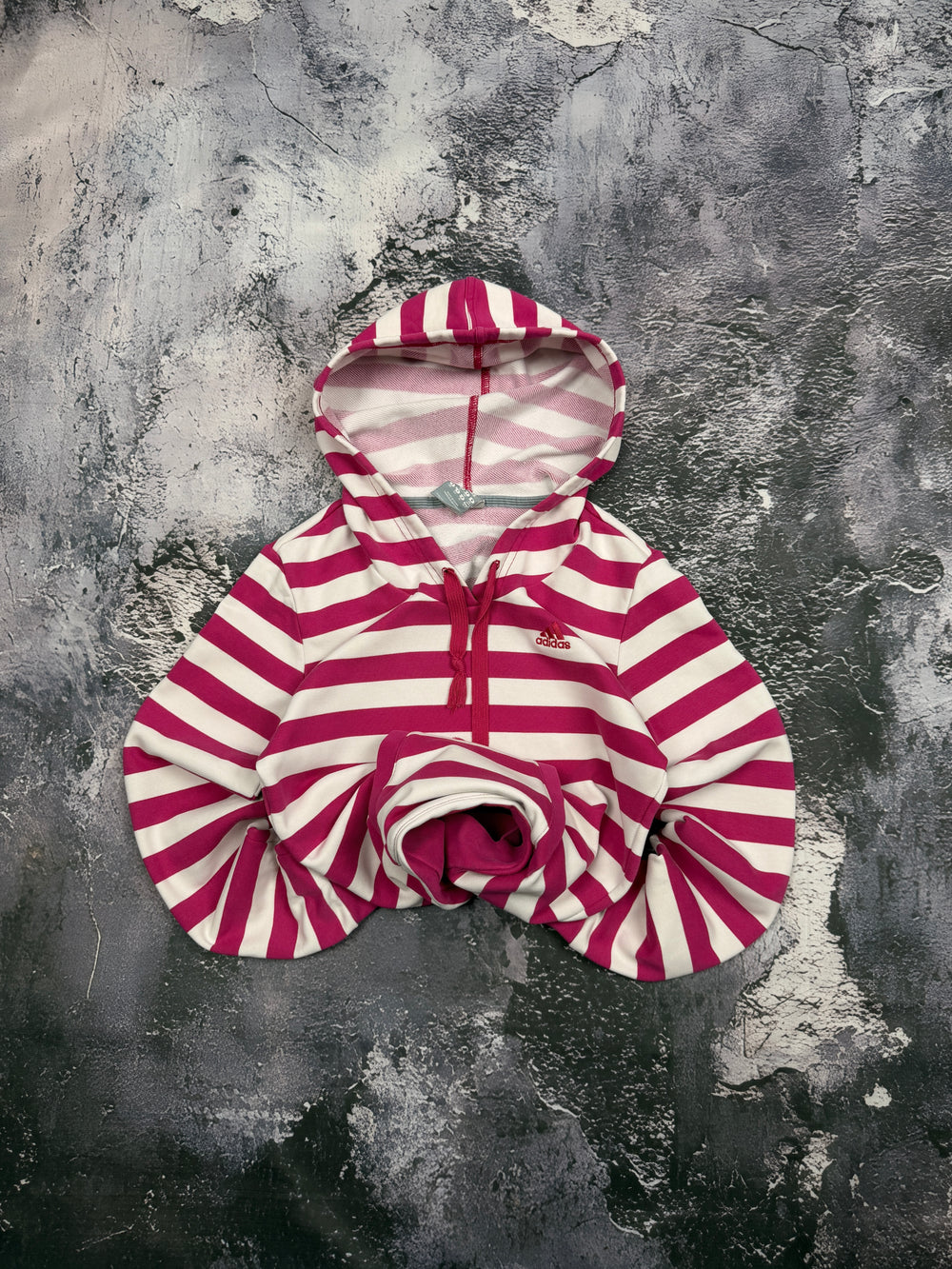 bluza hoodie Adidas prosty krój w paski pink vintage lata 90