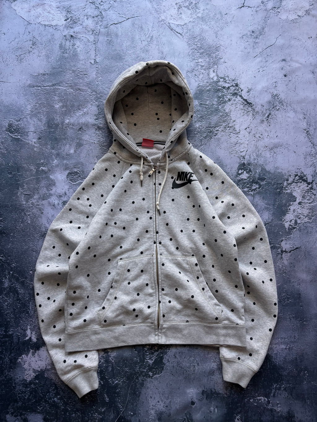 Bluza zip hoodie Nike w kropkii trend tiktok  szara basic